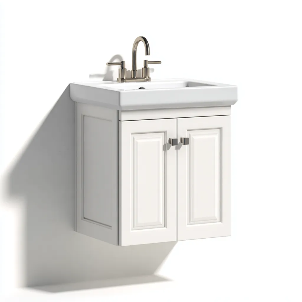 Lavabo con mueble suspendido 60×45×62 cm – blanco – diseño clásico compacto para baño-Liraiocorner