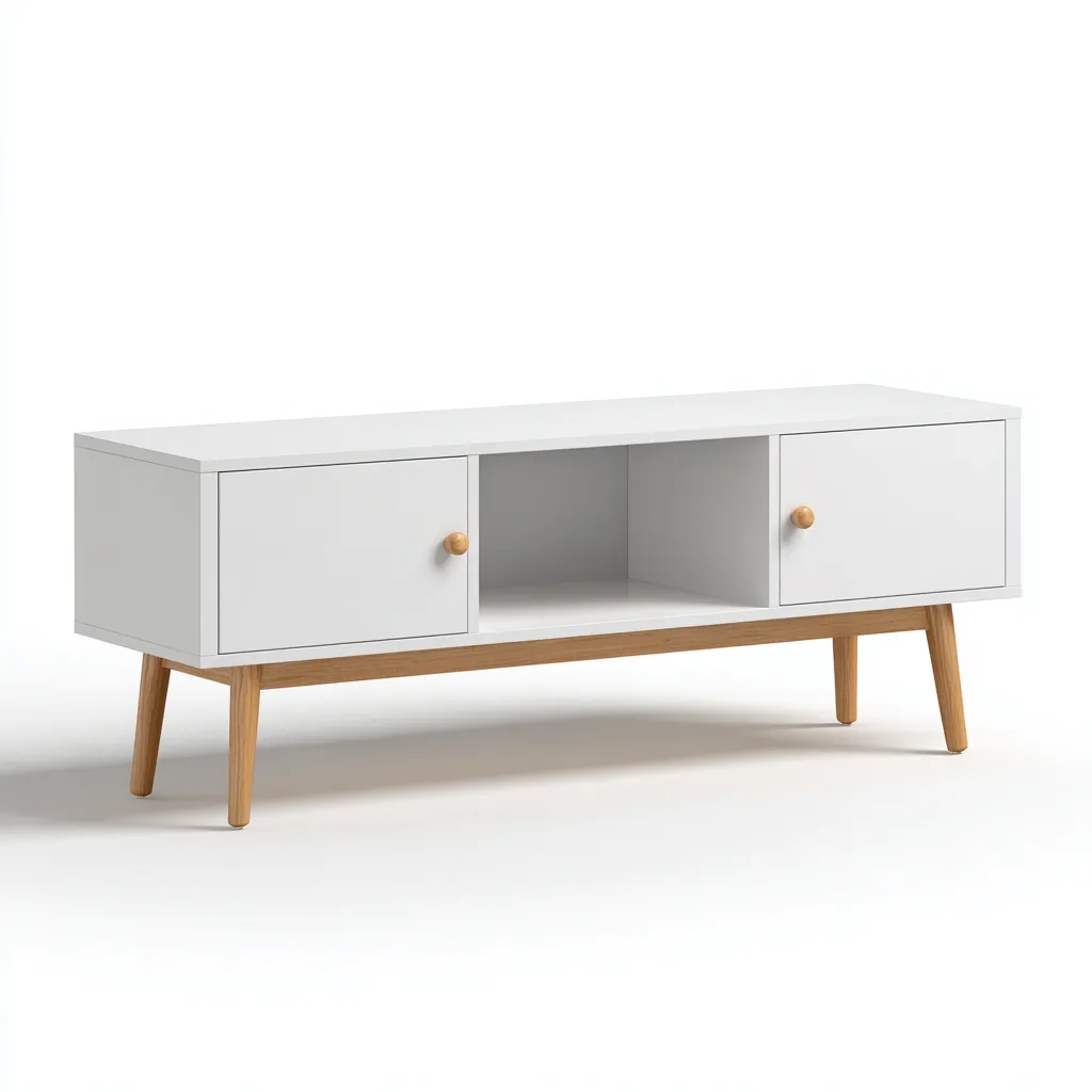 Mueble para TV 160×40×62 cm – blanco/madera – diseño nórdico con almacenamiento para sala de estar-Liraiocorner
