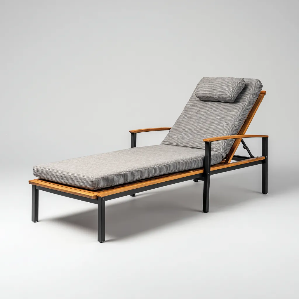 Tumbona de playa 185×70×80 cm - blanco - estructura negra diseño minimalista-Liraiocorner