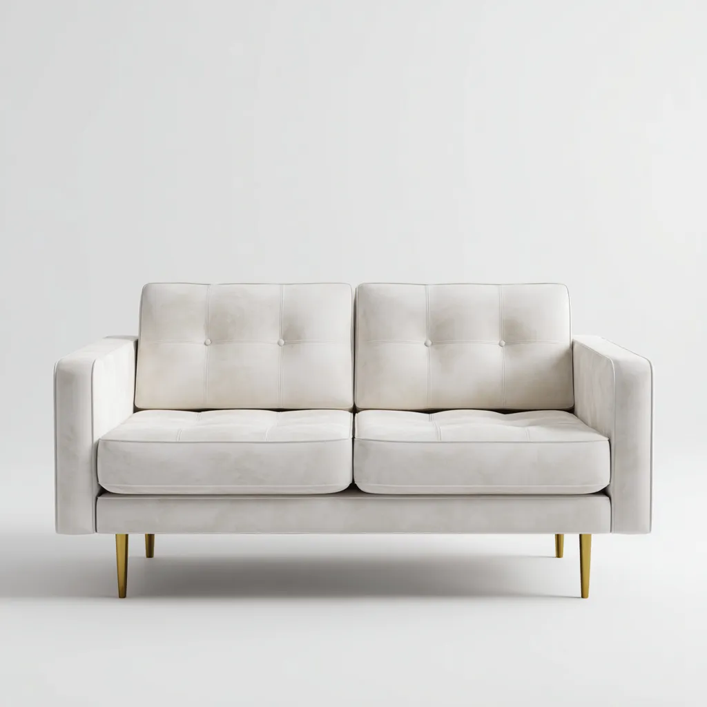 Sofá 2 plazas 178×86×82 cm – blanco – diseño elegante con respaldo capitoné para sala de estar-Liraiocorner