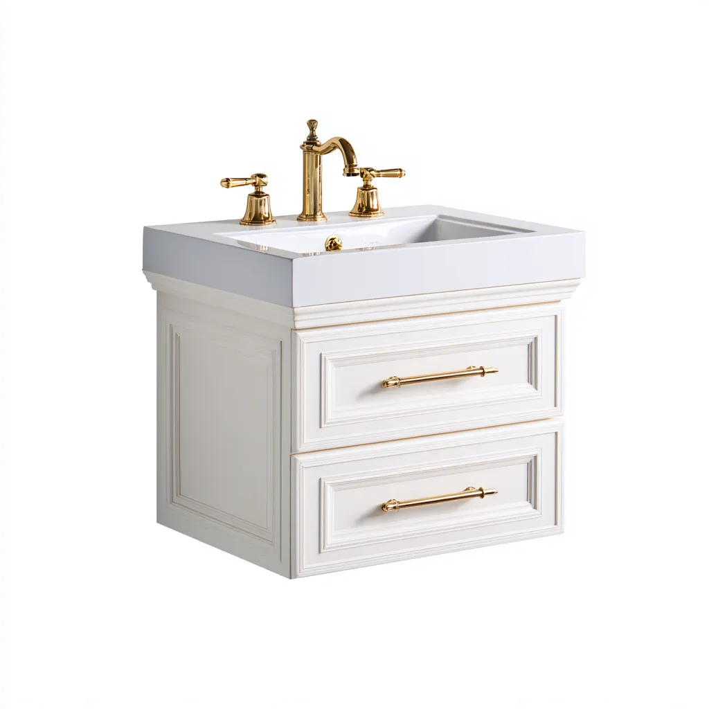 Lavabo con mueble suspendido 65×46×60 cm – blanco – estilo clásico elegante para baño-Liraiocorner