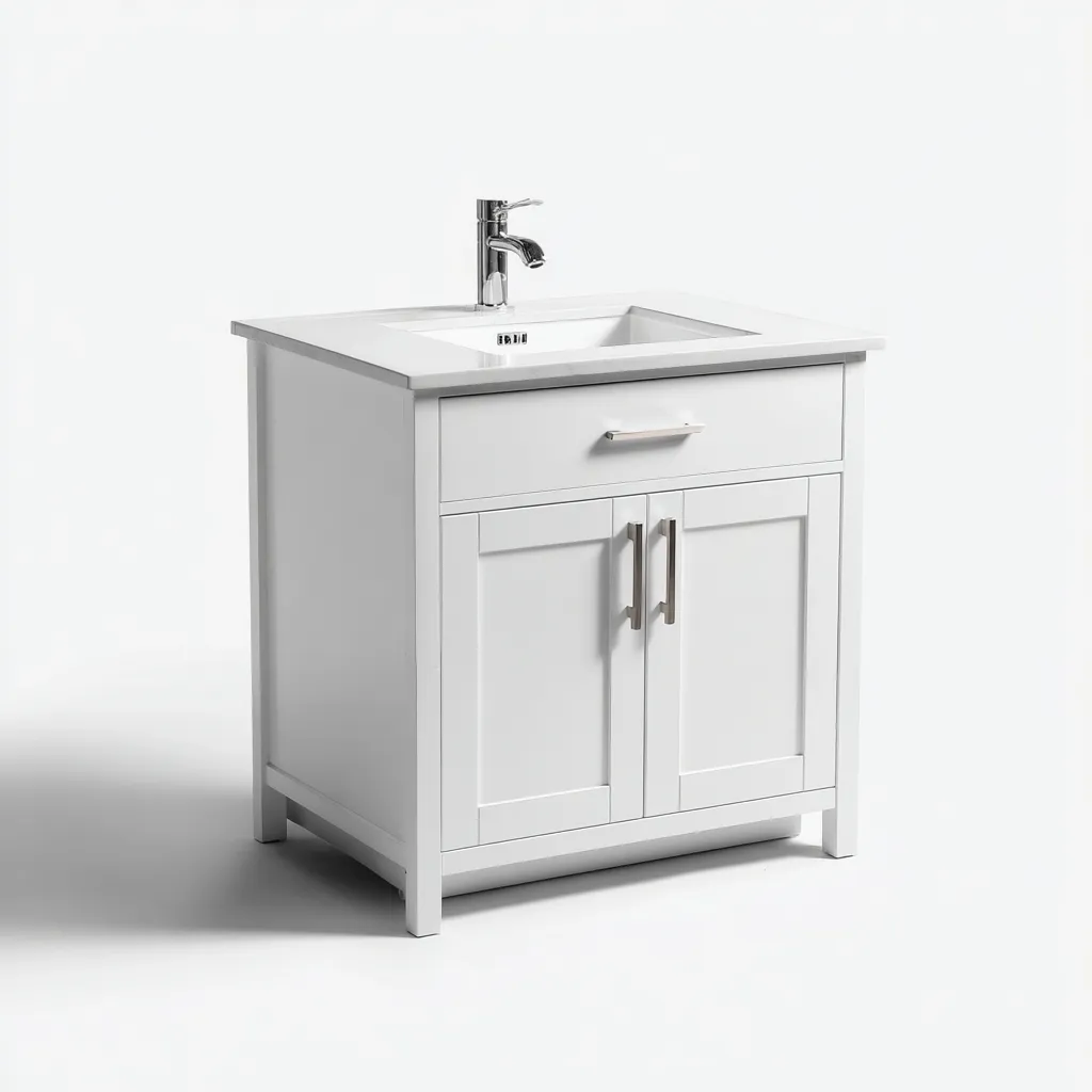 Lavabo con mueble 70x48x86 cm - blanco - cerámica y estructura de madera para baño-Liraiocorner