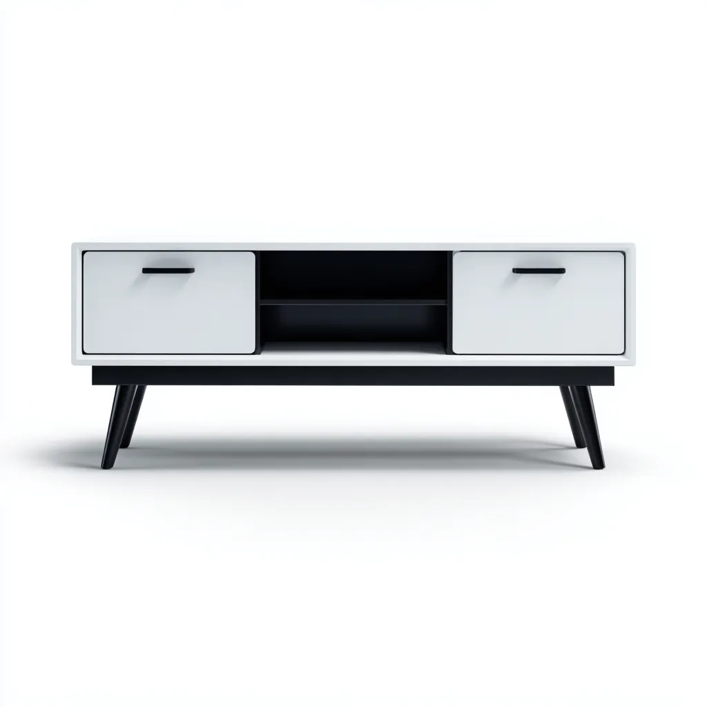Mueble para TV 120x40x55 cm - blanco y negro - diseño compacto con almacenamiento cerrado y estante central-Liraiocorner