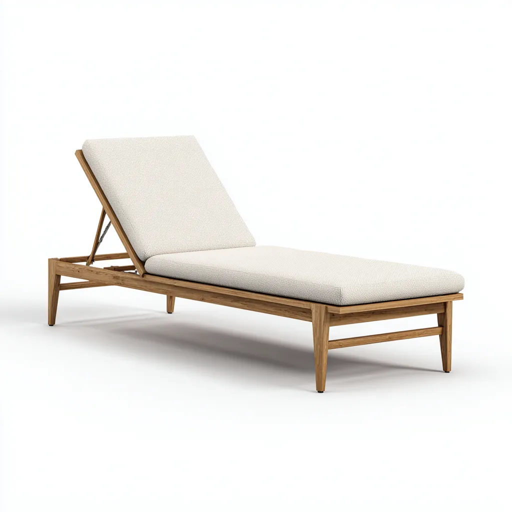 Tumbona de playa 200×70×90 cm – madera/blanco – diseño natural con respaldo regulable para jardín-Liraiocorner