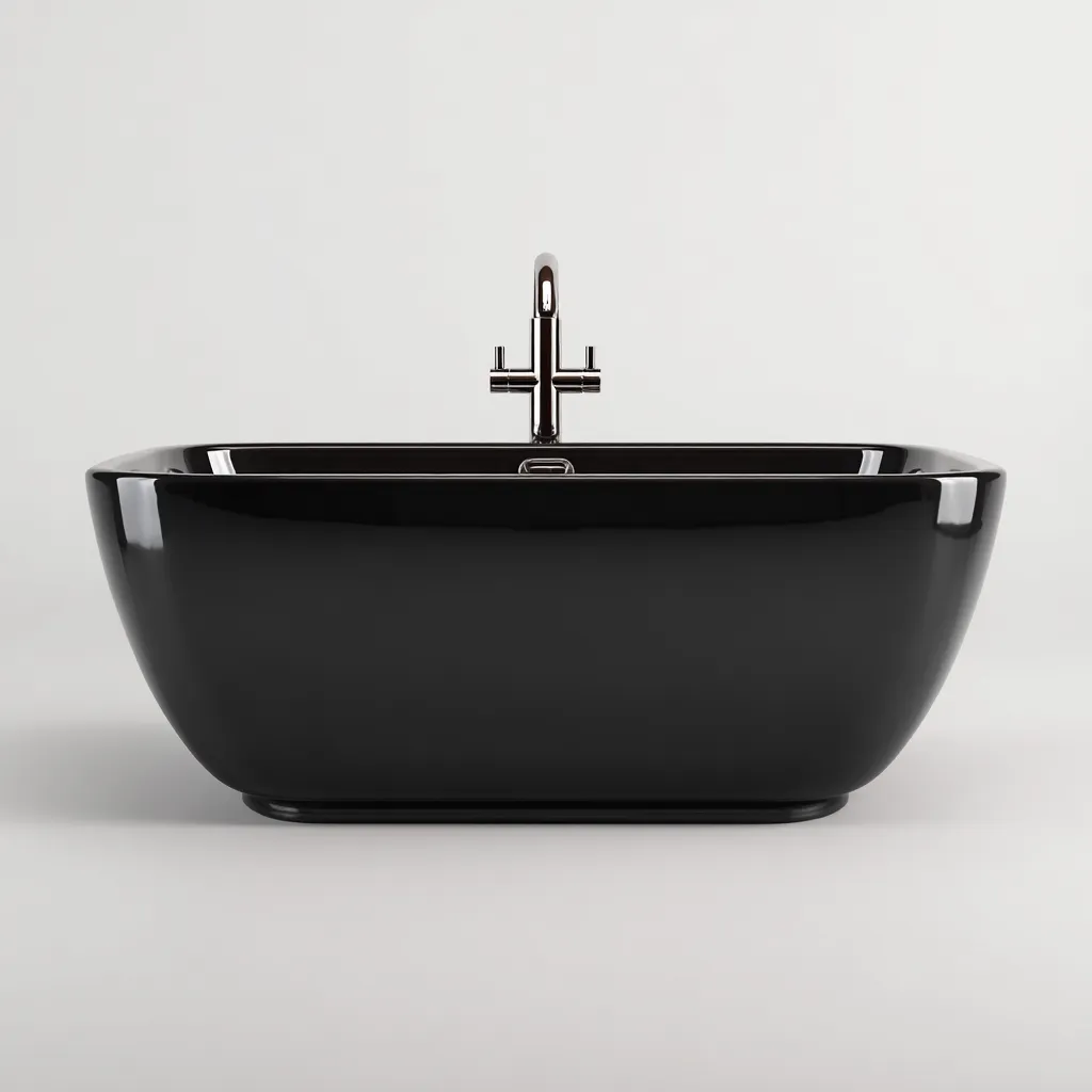 Bañera exenta 170×80×60 cm – negro – diseño ovalado brillante para baño contemporáneo-Liraiocorner