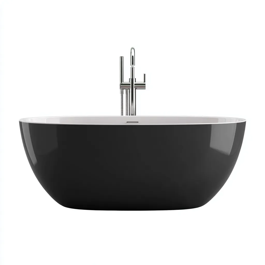 Bañera exenta 174×82×60 cm – negro/blanco – contraste moderno con forma ovalada para baño-Liraiocorner