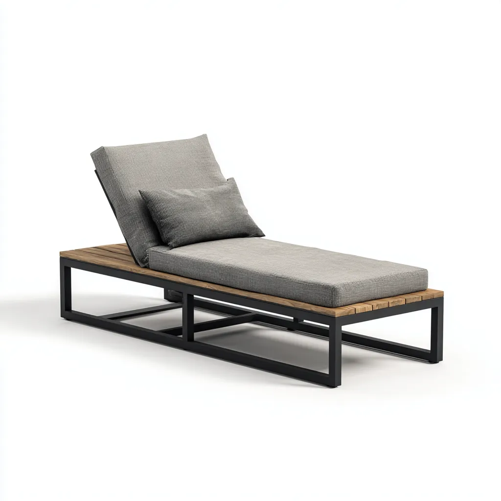 Tumbona de playa 195×70×92 cm - gris y negro - estructura metálica - respaldo reclinable-Liraiocorner