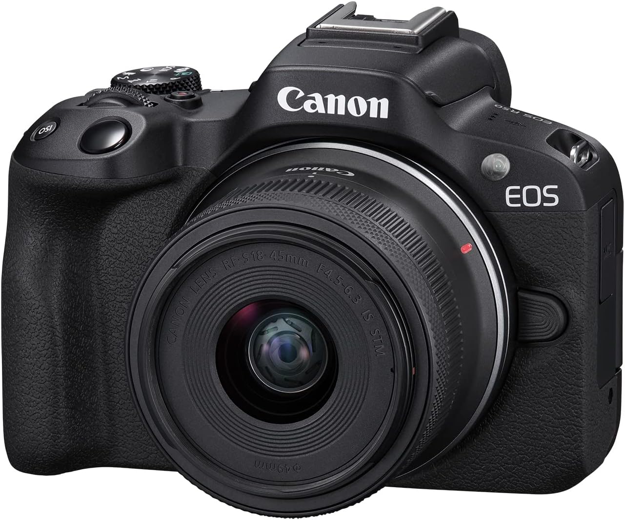 Canon EOS R50 Cámara de vlogging sin Espejo (Negro) con RF-S18-45mm F4.5-6.3 es Lente STM, 24.2 MP, Video 4K, detección y Seguimiento de Temas, Compacto, conexión de Smartphone, creador de Contenido