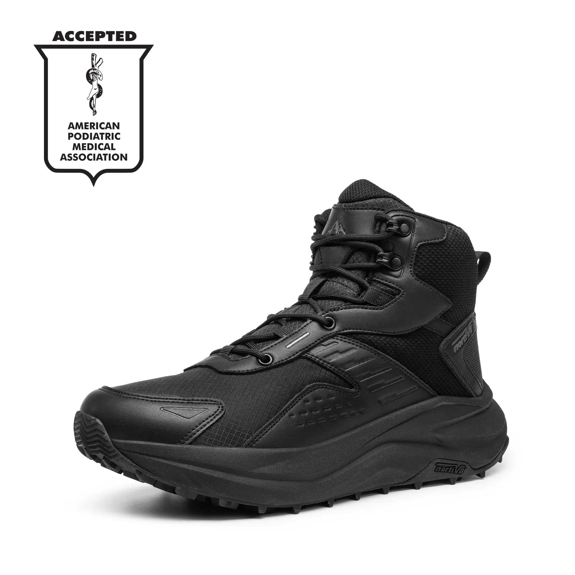 Botas de senderismo impermeables NORTIV 8 para hombre con puntera ancha; parte superior resistente al desgaste, ligeras, suela de goma, entresuela de espuma EVA, desnivel talón-punta de 5 mm, fabricación duradera, ideales para acampada.