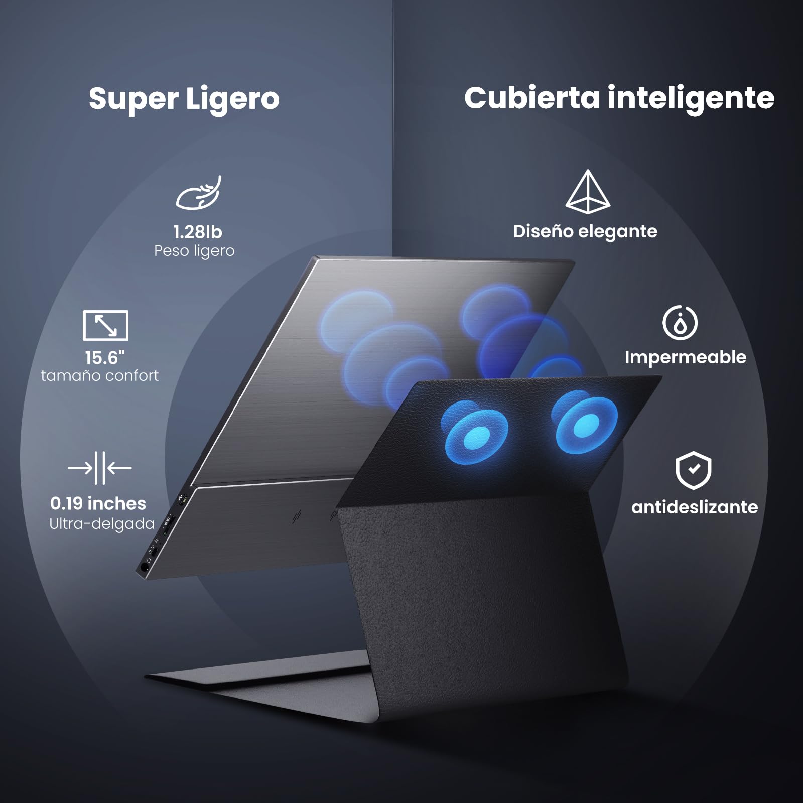 Szory Extensor de Pantalla para Laptop, Monitor Portátil IPS FHD 1080P de 14", Pantalla Triple Compatible con Laptops de 14" a 16", Windows y Mac, Incluye Bolsa de Transporte