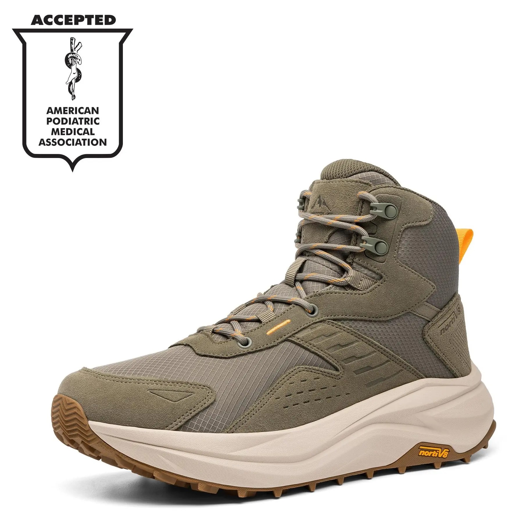 Botas de senderismo impermeables NORTIV 8 para hombre con puntera ancha; parte superior resistente al desgaste, ligeras, suela de goma, entresuela de espuma EVA, desnivel talón-punta de 5 mm, fabricación duradera, ideales para acampada.