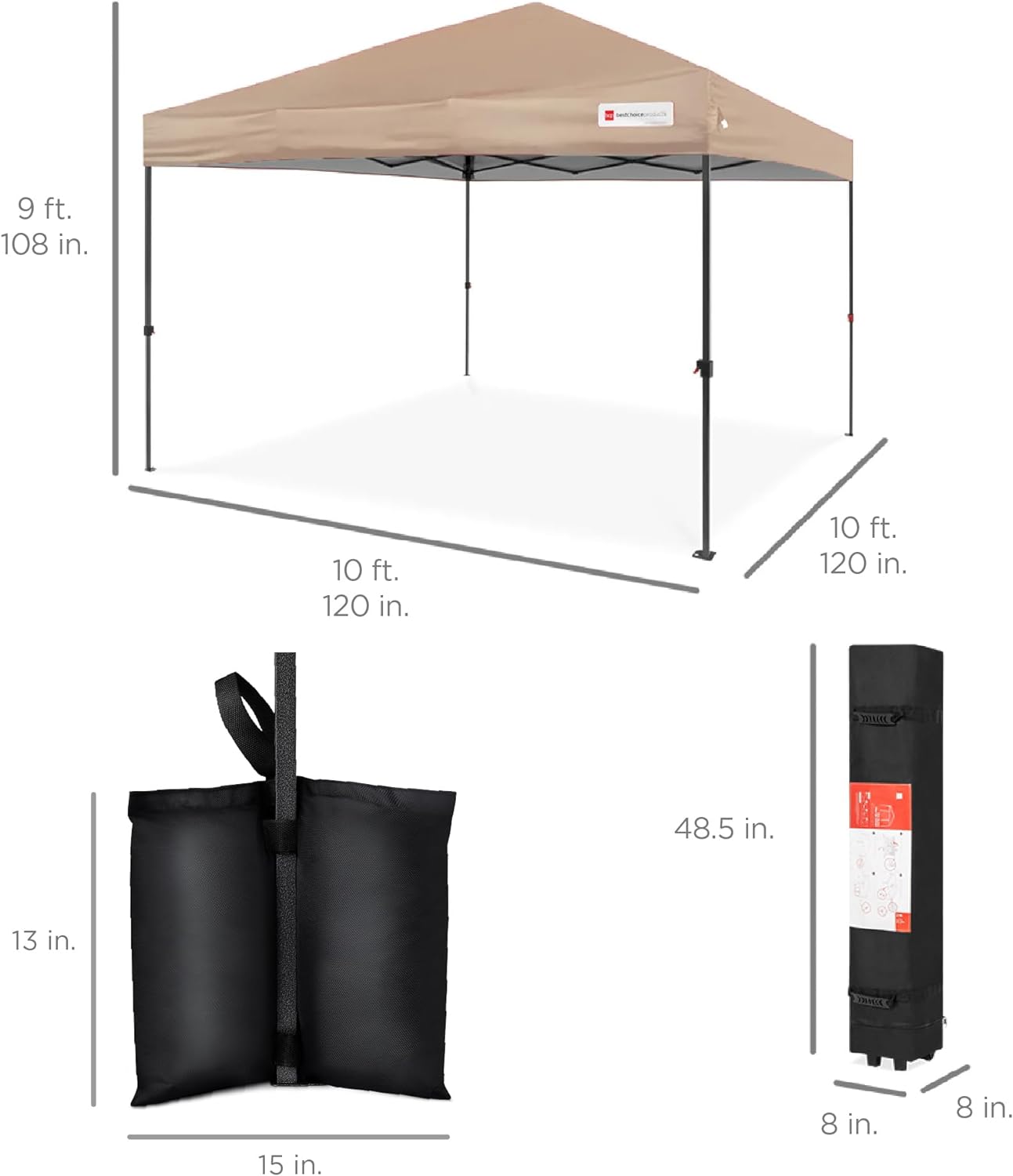 Best Choice Products - Toldo de armado fácil de 1 persona con un botón, tienda portátil e instantánea, funda, 3 x 3 metros, 4 bolsas de peso, color azul