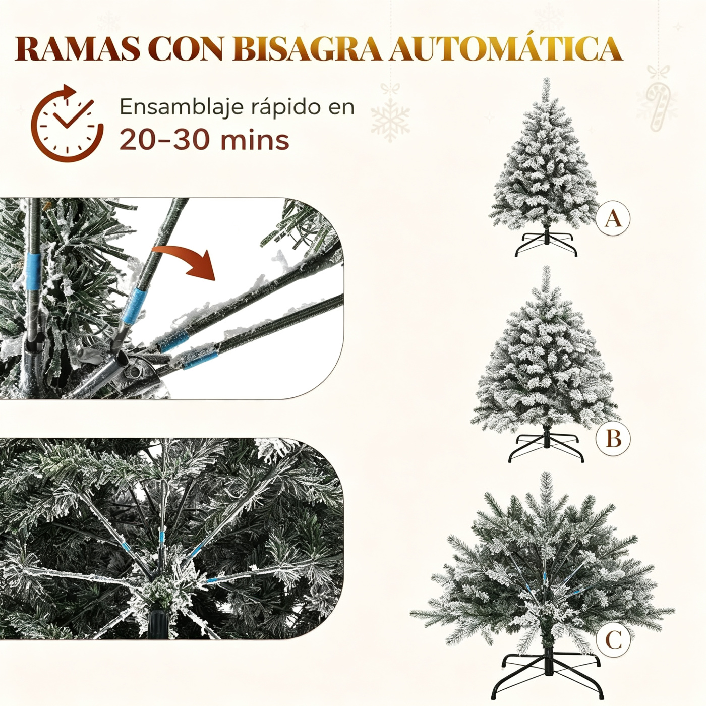 【11 modos de iluminación】 Árbol de Navidad artificial YITAHOME (disponible en 4,5 / 6 / 7,5 / 9 pies) con puntas de PVC y luces de color blanco cálido; ideal para la decoración del hogar o la oficina.