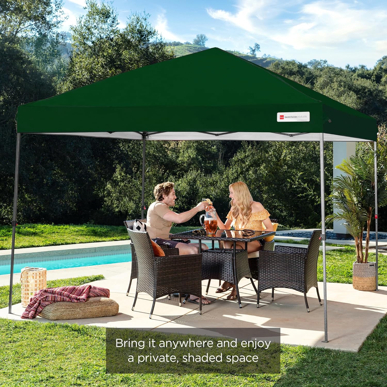 Best Choice Products - Toldo de armado fácil de 1 persona con un botón, tienda portátil e instantánea, funda, 3 x 3 metros, 4 bolsas de peso, color azul