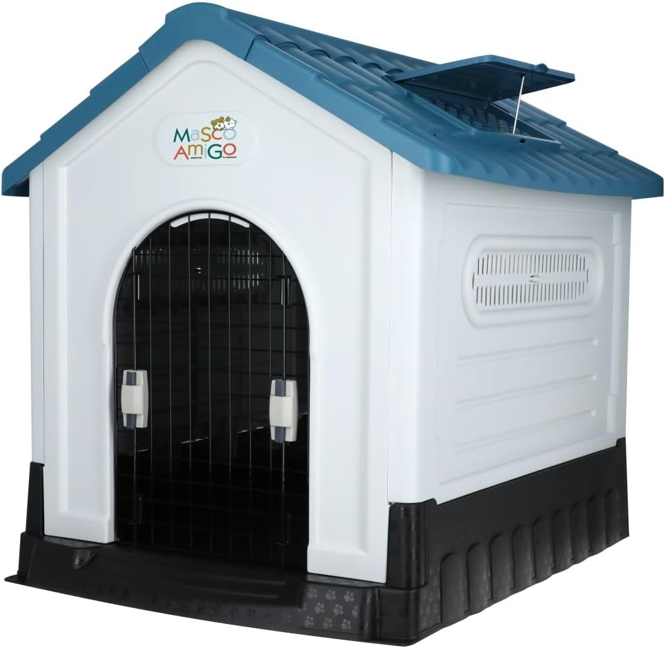 MASCOAMIGO Casa Térmica para Perros Razas Grandes Incluye Puerta con Seguro, Facil de Armar, Limpiar y Guardar, Medidas 105x88x99cm, con Protección UV