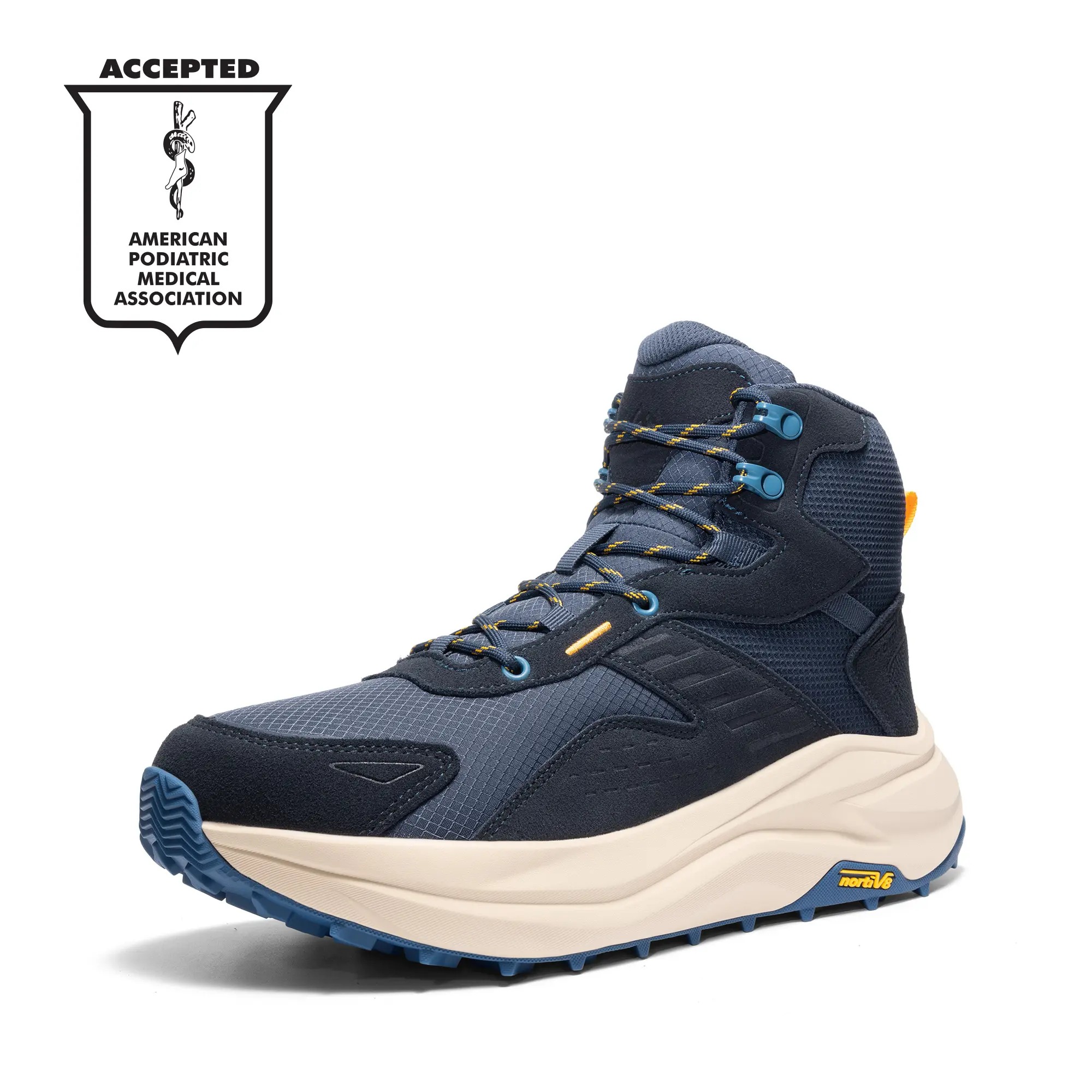 Botas de senderismo impermeables NORTIV 8 para hombre con puntera ancha; parte superior resistente al desgaste, ligeras, suela de goma, entresuela de espuma EVA, desnivel talón-punta de 5 mm, fabricación duradera, ideales para acampada.