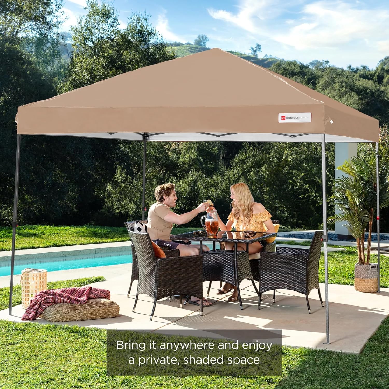 Best Choice Products - Toldo de armado fácil de 1 persona con un botón, tienda portátil e instantánea, funda, 3 x 3 metros, 4 bolsas de peso, color azul