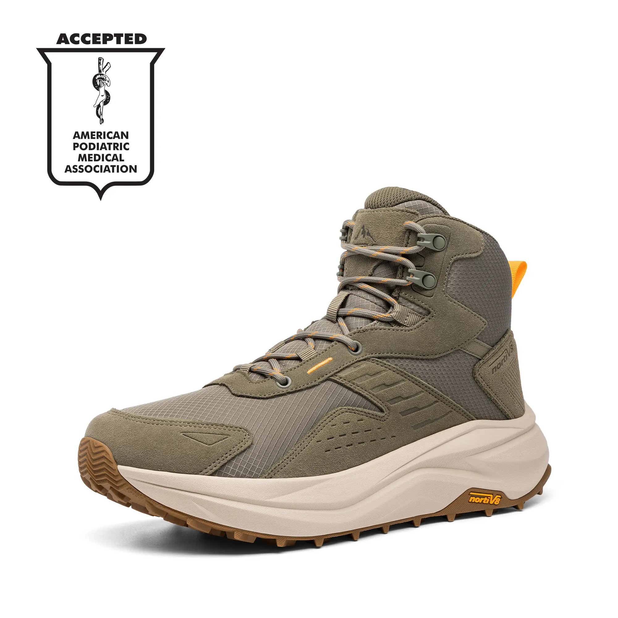 Botas de senderismo impermeables NORTIV 8 para hombre con puntera ancha; parte superior resistente al desgaste, ligeras, suela de goma, entresuela de espuma EVA, desnivel talón-punta de 5 mm, fabricación duradera, ideales para acampada.