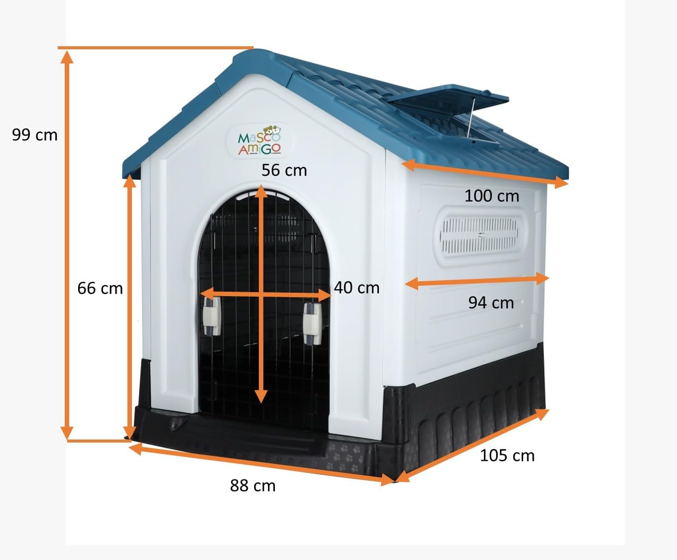 MASCOAMIGO Casa Térmica para Perros Razas Grandes Incluye Puerta con Seguro, Facil de Armar, Limpiar y Guardar, Medidas 105x88x99cm, con Protección UV
