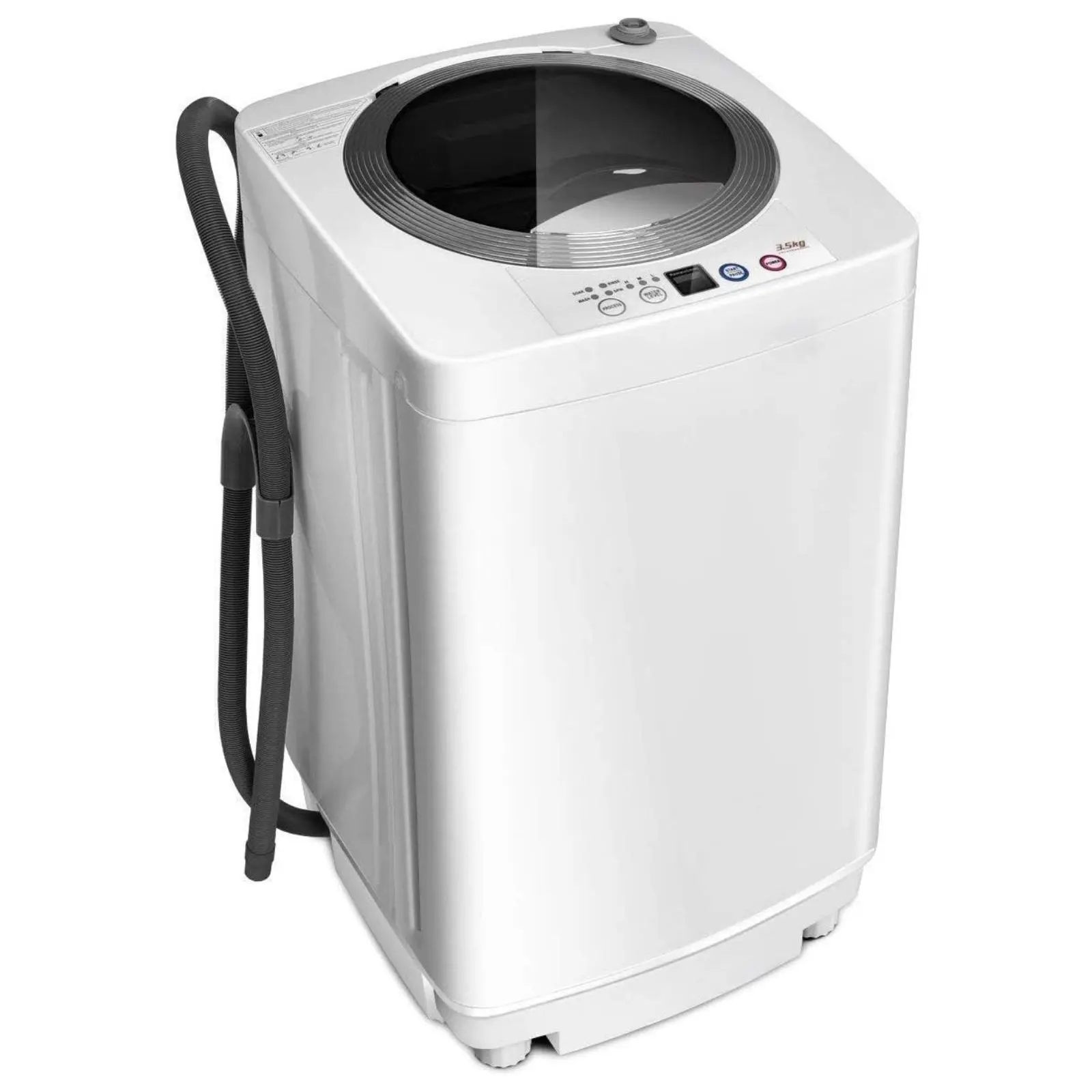 Lavadora portátil totalmente automática COSTWAY con pantalla LED y bomba de drenaje; combinación compacta de lavadora y secadora para el hogar, dormitorios, apartamentos, autocaravanas y campamentos.