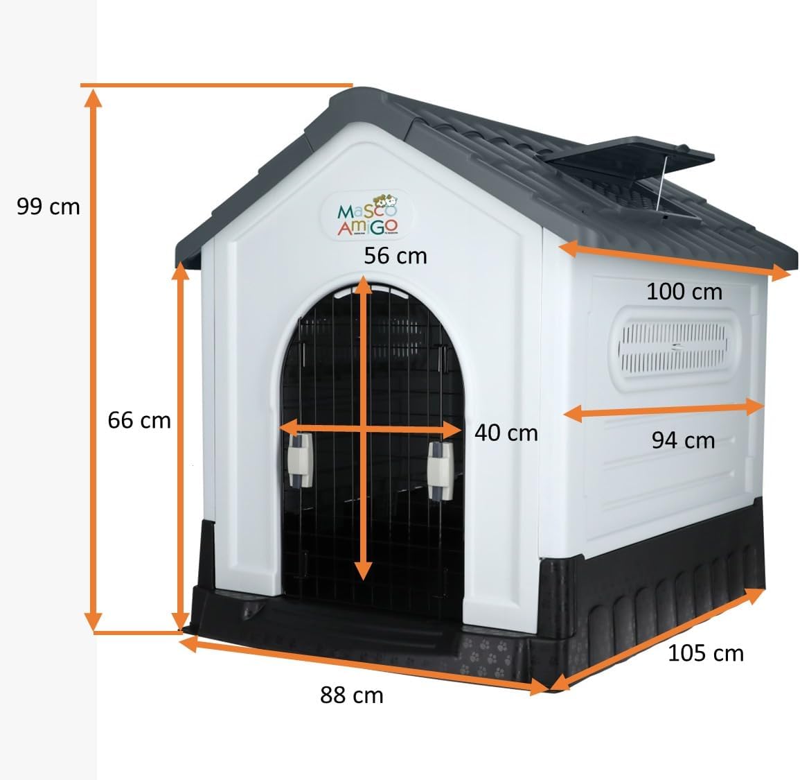 MASCOAMIGO Casa Térmica para Perros Razas Grandes Incluye Puerta con Seguro, Facil de Armar, Limpiar y Guardar, Medidas 105x88x99cm, con Protección UV