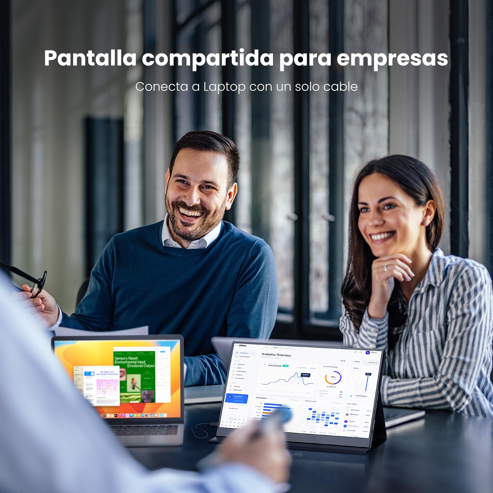 Szory Extensor de Pantalla para Laptop, Monitor Portátil IPS FHD 1080P de 14", Pantalla Triple Compatible con Laptops de 14" a 16", Windows y Mac, Incluye Bolsa de Transporte