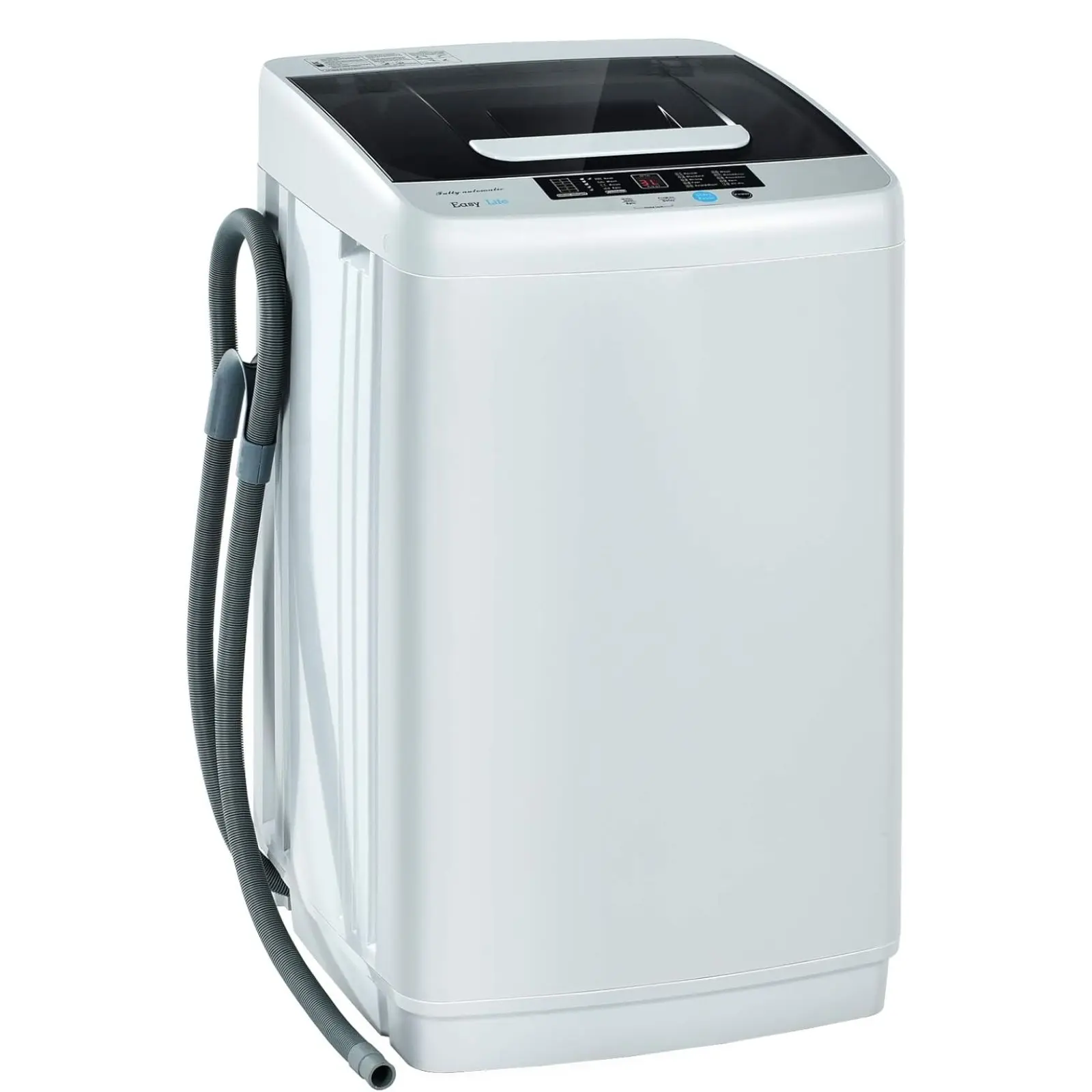 Lavadora portátil totalmente automática COSTWAY con pantalla LED y bomba de drenaje; combinación compacta de lavadora y secadora para el hogar, dormitorios, apartamentos, autocaravanas y campamentos.