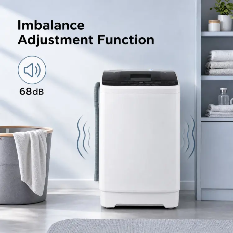 Lavadora portátil totalmente automática COSTWAY con pantalla LED y bomba de drenaje; combinación compacta de lavadora y secadora para el hogar, dormitorios, apartamentos, autocaravanas y campamentos.