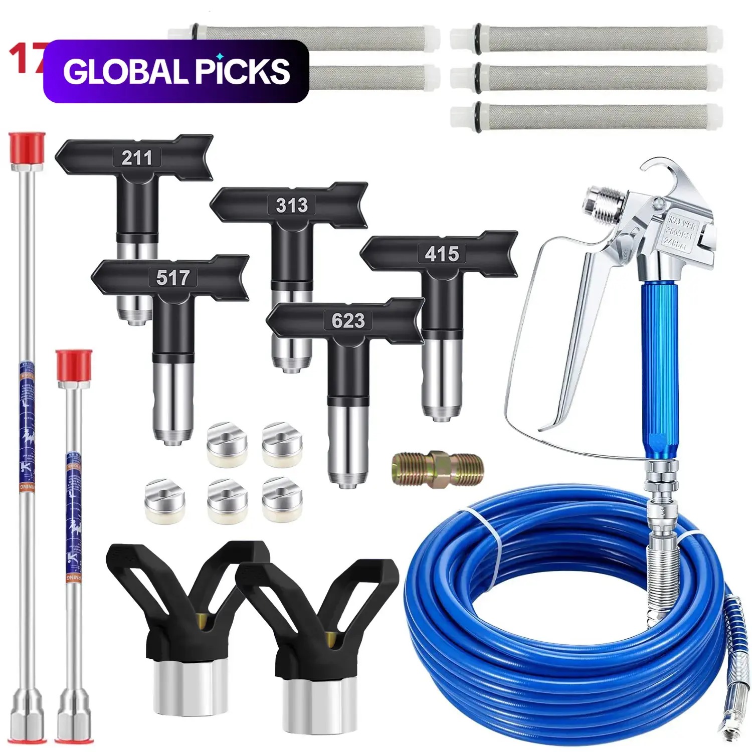🎨 Pistola Pulverizadora de Pintura Airless 3600 PSI | Manguera de 10 m, Boquillas Reversibles de 180°, 2 Protectores y 2 Varillas de Extensión de Acero Inoxidable para Pintura de Casas y Trabajos Intensivos 💪