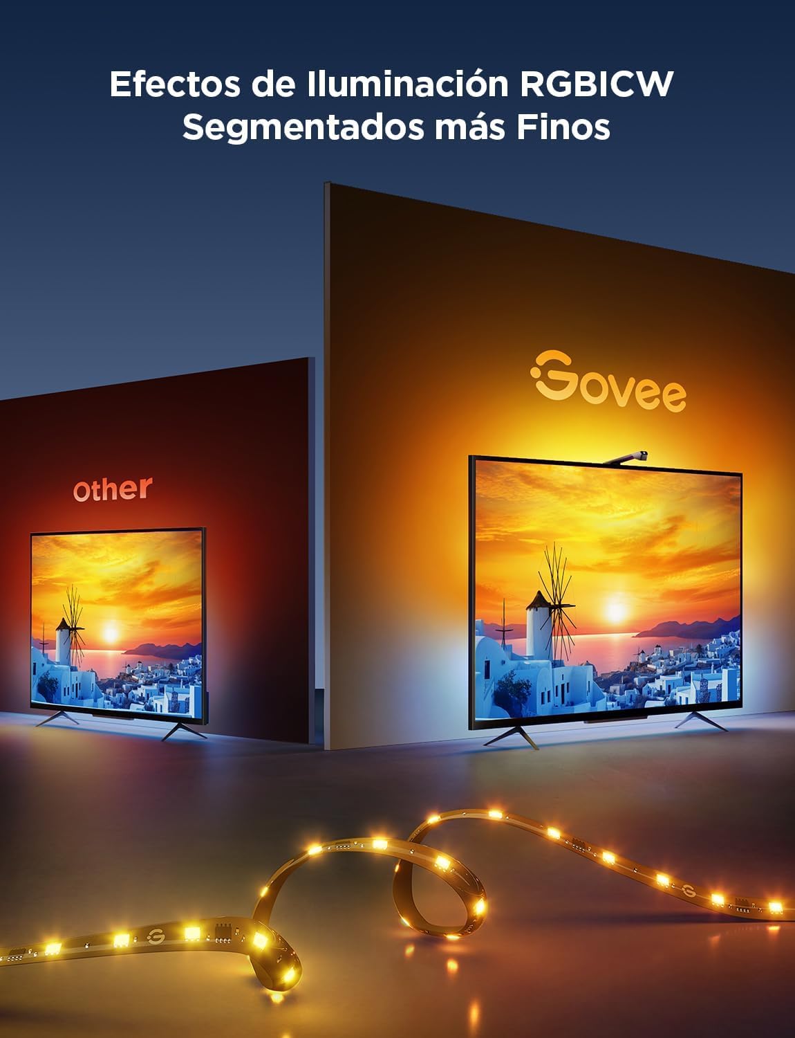 🎬 Govee Luz LED Inteligente para TV con Cámara, Sincronización de Pantalla RGBICW para Cine en Casa y Gaming