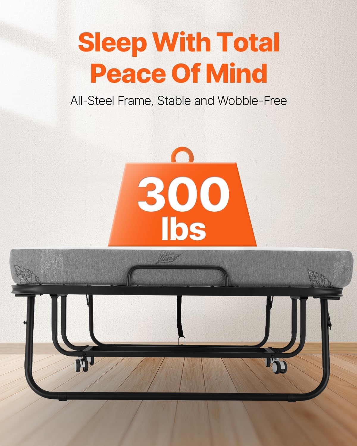 Cama Plegable de Metal para Adultos con Colchón de Espuma Viscoelástica de 5 Pulgadas Portátil y Fácil de Guardar