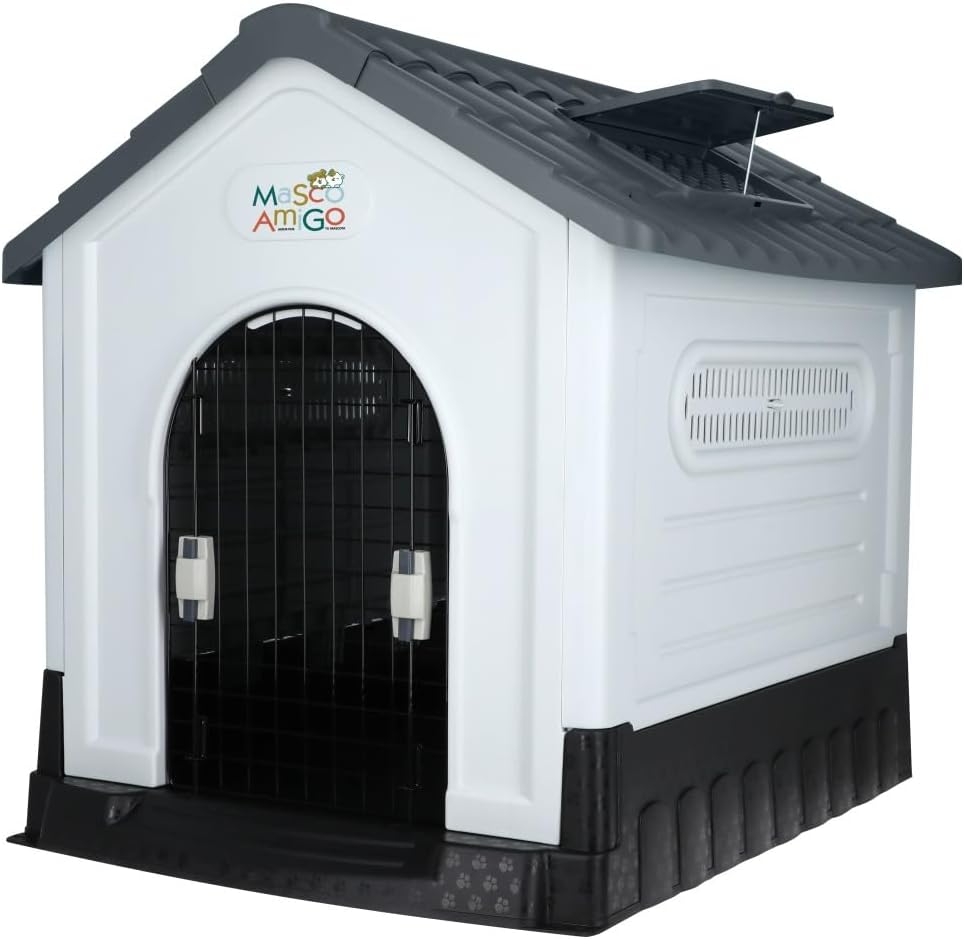 MASCOAMIGO Casa Térmica para Perros Razas Grandes Incluye Puerta con Seguro, Facil de Armar, Limpiar y Guardar, Medidas 105x88x99cm, con Protección UV