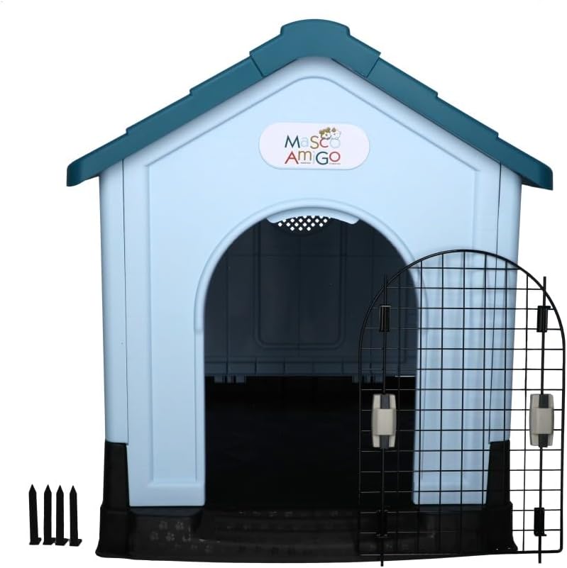 MASCOAMIGO Casa Térmica para Perros Razas Grandes Incluye Puerta con Seguro, Facil de Armar, Limpiar y Guardar, Medidas 105x88x99cm, con Protección UV