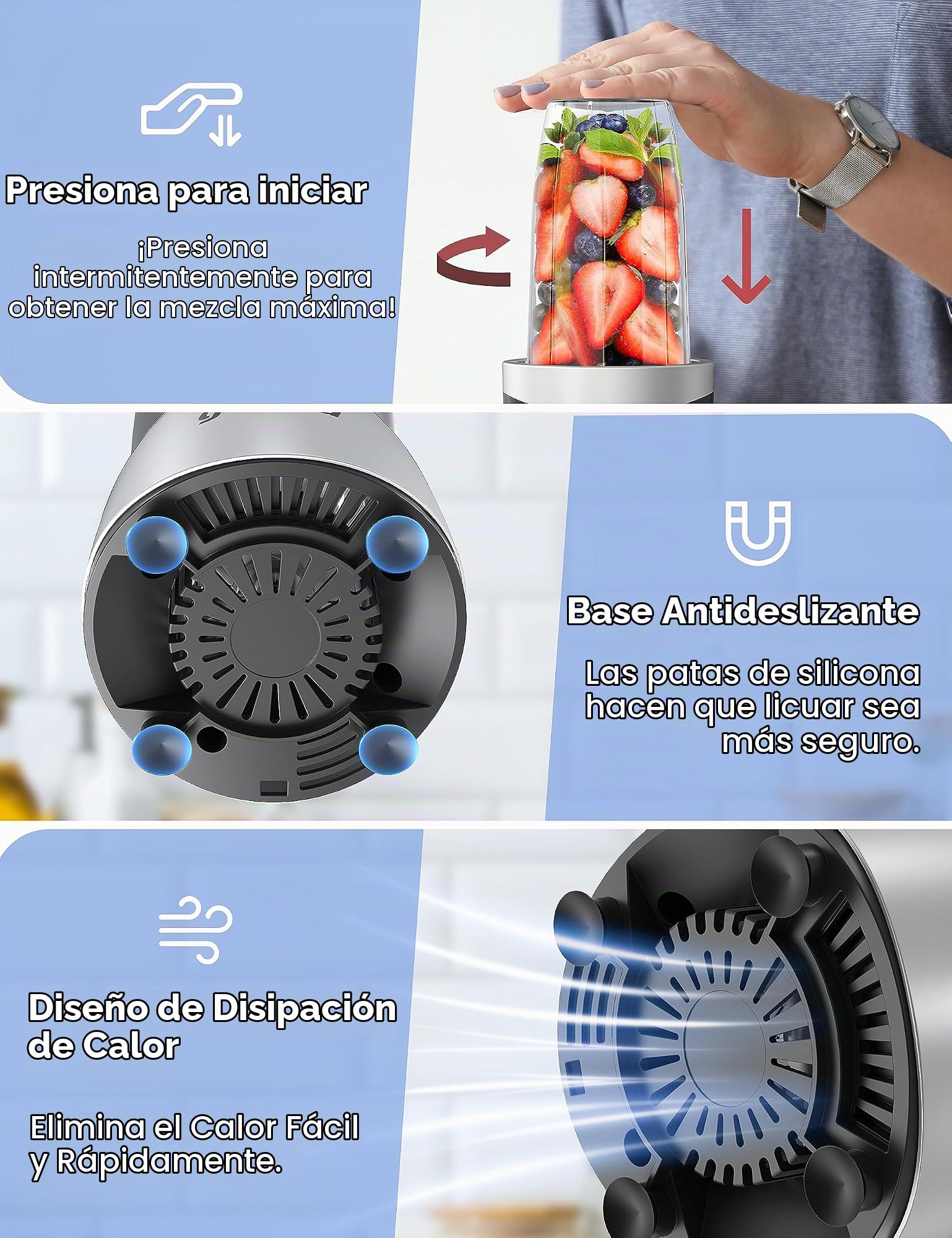 Ganiza Licuadora de batidos, batidos y batidos de 900 W