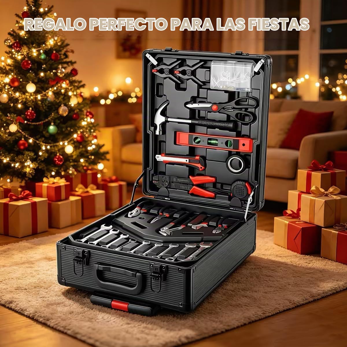 Arcwares Juego de herramientas de aluminio de 799 piezas, color plateado, juego de herramientas de mano para el hogar, con cinturón de herramientas, regalo en el día del padre (negro)