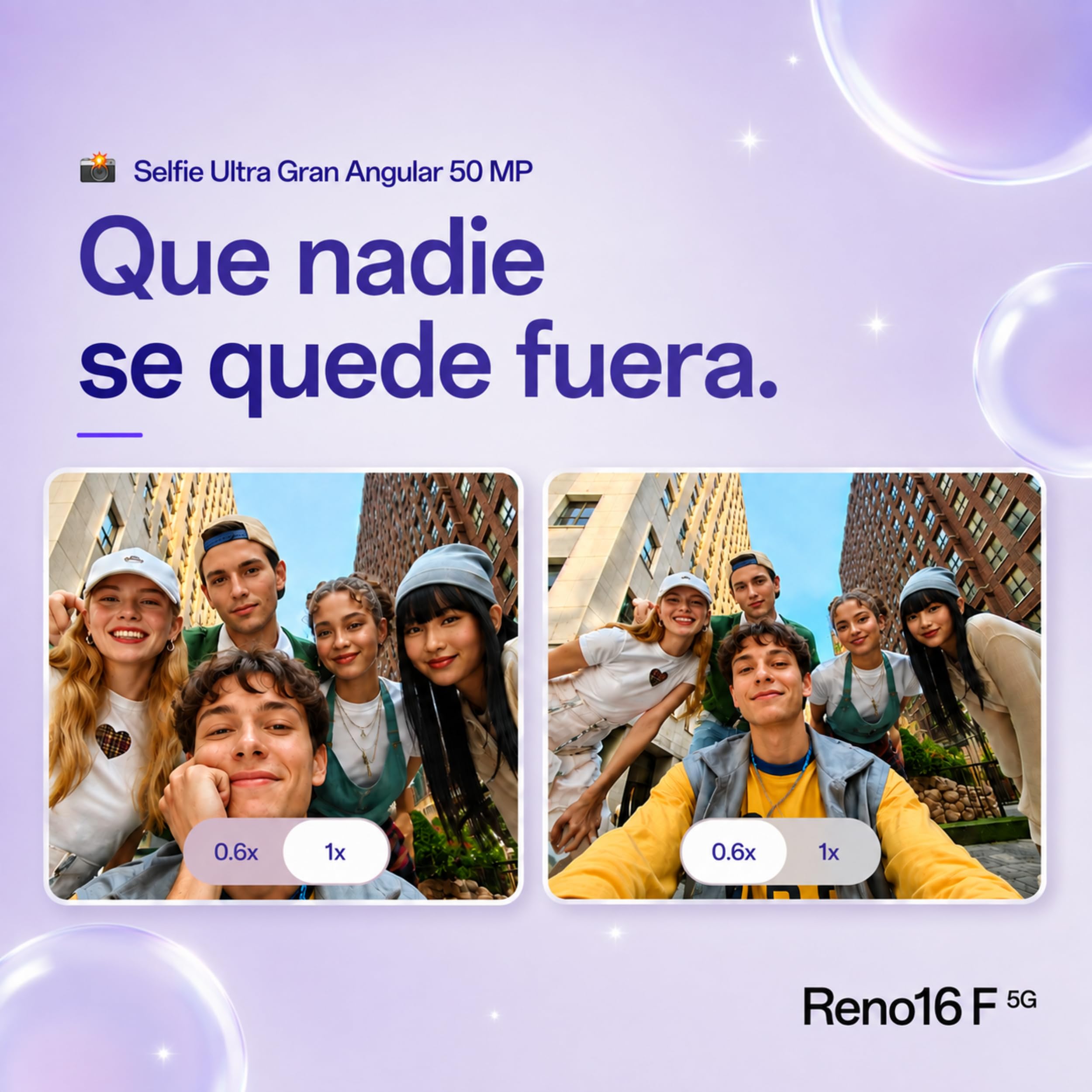 OPPO Reno 16F 5G Blanco Cósmico 8GB +256GB, Pantalla AMOLED 120Hz, Cámara Selfie Ultra Gran Angular 50MP, Incluye Enco Buds3 de Regalo