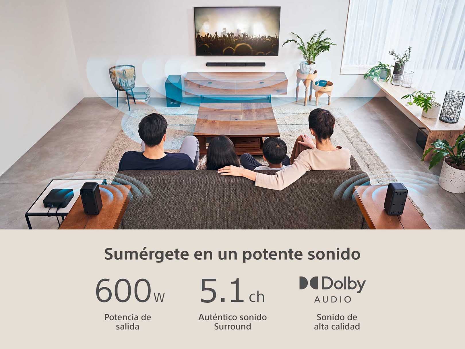 🎬 Sony HT-S40R Teatro en Casa 5.1 con Sonido Surround de 600W, Subwoofer y Bocinas Traseras Inalámbricas para Cine, Música y Videojuegos