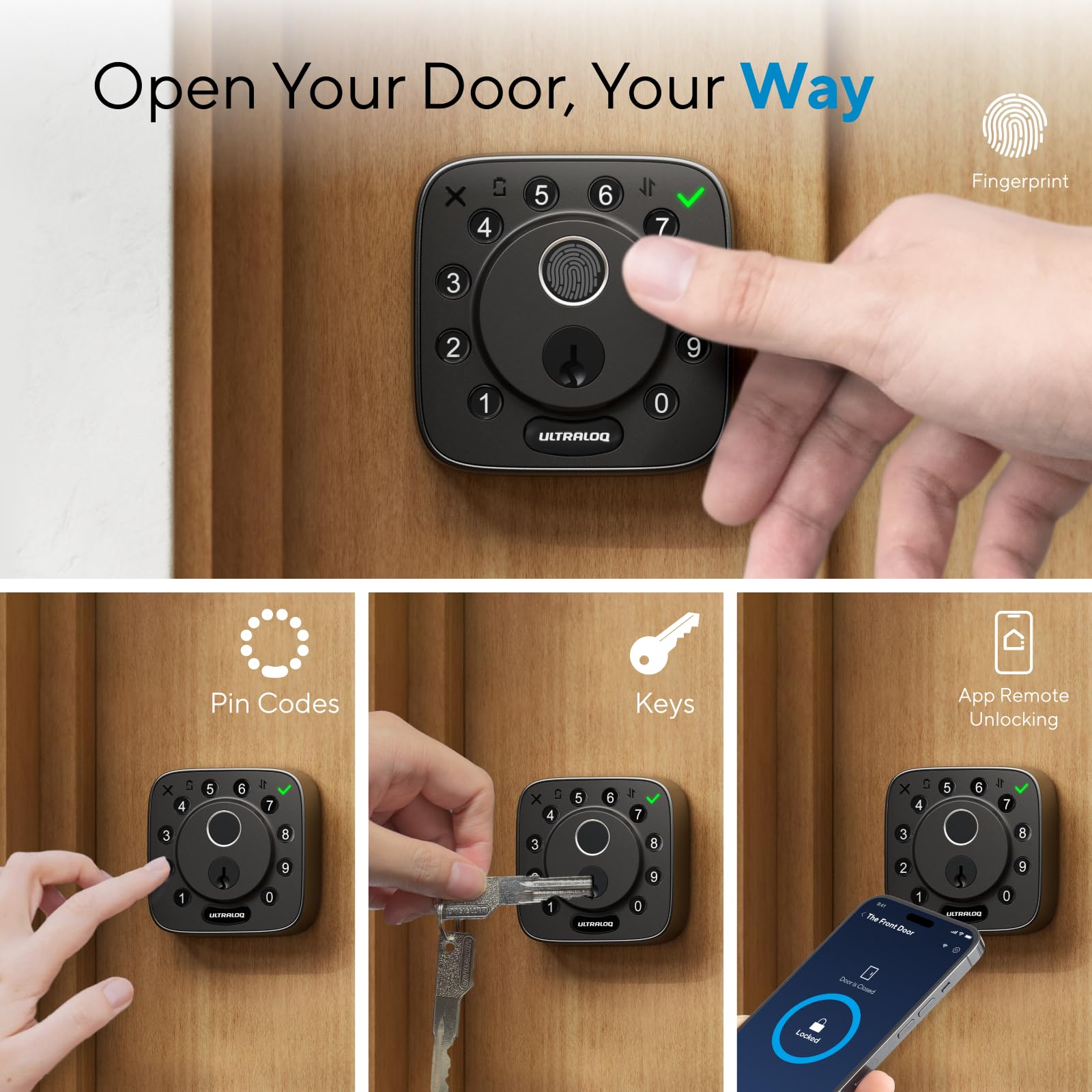 🏠 ULTRALOQ Smart Lock con Huella Digital y App, Cerradura Inteligente sin Llaves con Control Remoto y Seguridad para tu Hogar