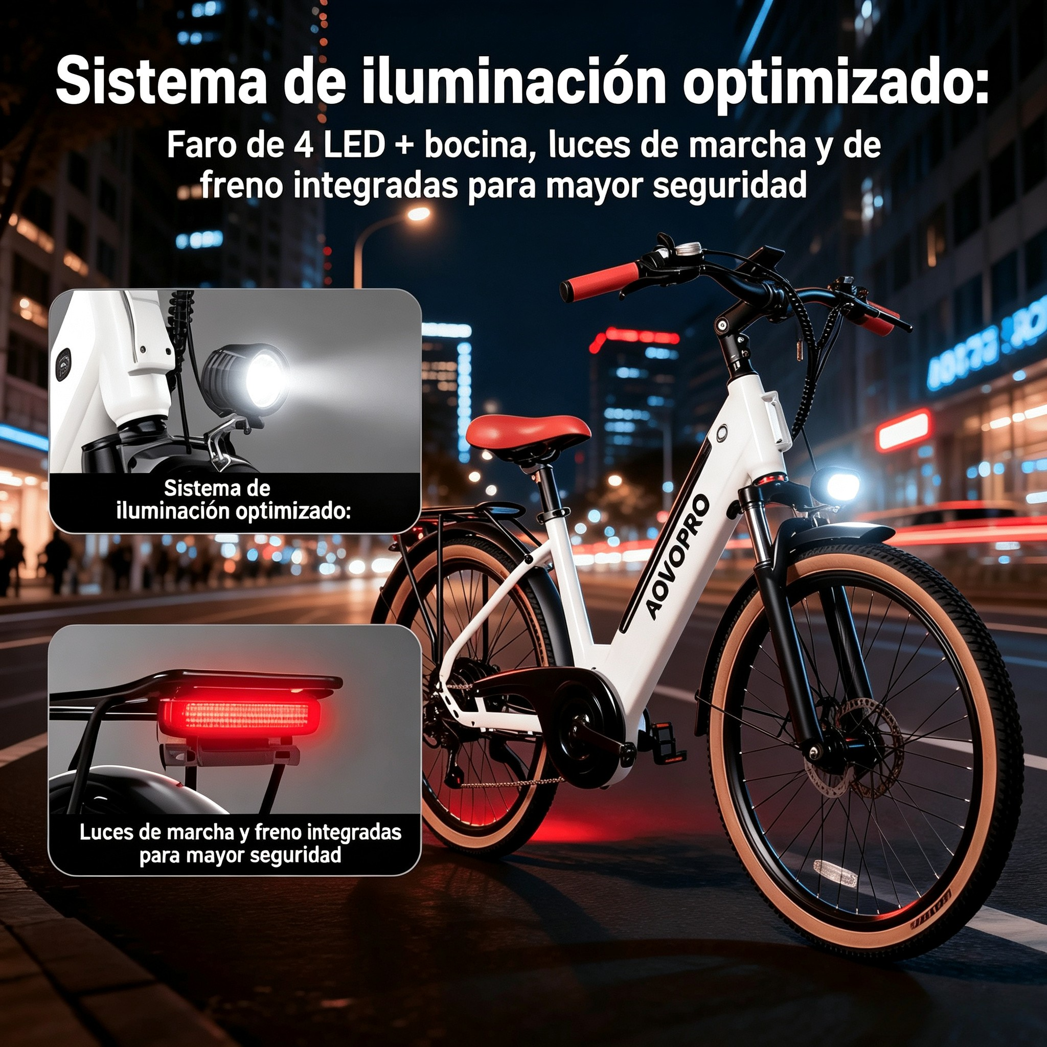 【AOVOPRO&HQYEX】 Bicicleta eléctrica de 26 pulgadas | Potencia máxima de 750 W | Velocidad máxima de 22 mph | Autonomía de 25 a 35 millas | Cuadro de acero de alto contenido en carbono | Batería extraíble | Frenos con corte de energía | Neumáticos todoterr