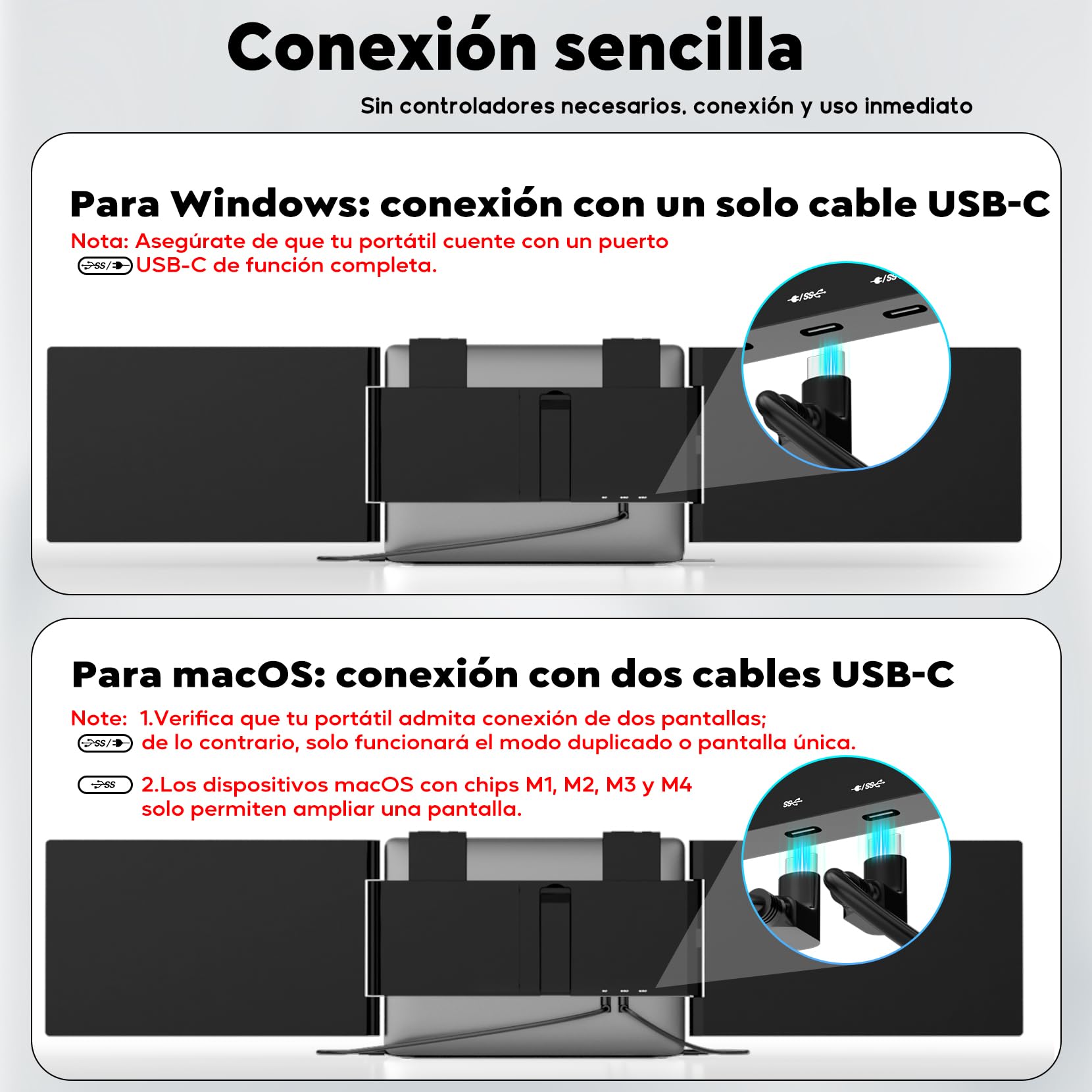 Szory Extensor de Pantalla para Laptop, Monitor Portátil IPS FHD 1080P de 14", Pantalla Triple Compatible con Laptops de 14" a 16", Windows y Mac, Incluye Bolsa de Transporte