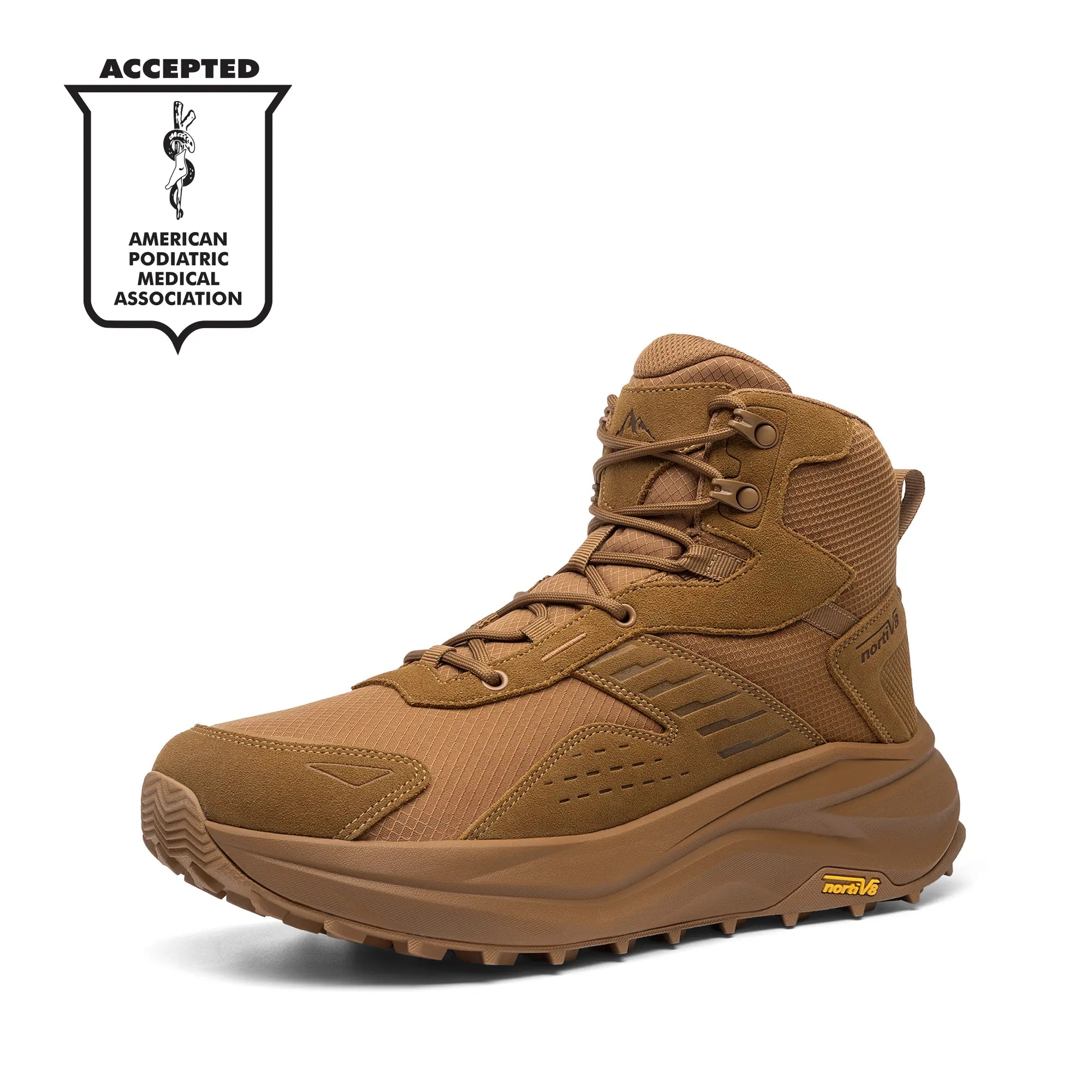 Botas de senderismo impermeables NORTIV 8 para hombre con puntera ancha; parte superior resistente al desgaste, ligeras, suela de goma, entresuela de espuma EVA, desnivel talón-punta de 5 mm, fabricación duradera, ideales para acampada.