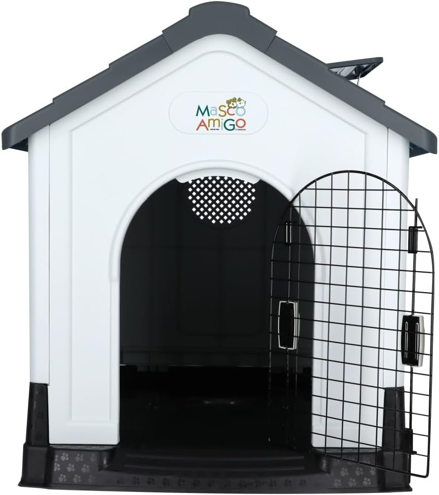 MASCOAMIGO Casa Térmica para Perros Razas Grandes Incluye Puerta con Seguro, Facil de Armar, Limpiar y Guardar, Medidas 105x88x99cm, con Protección UV