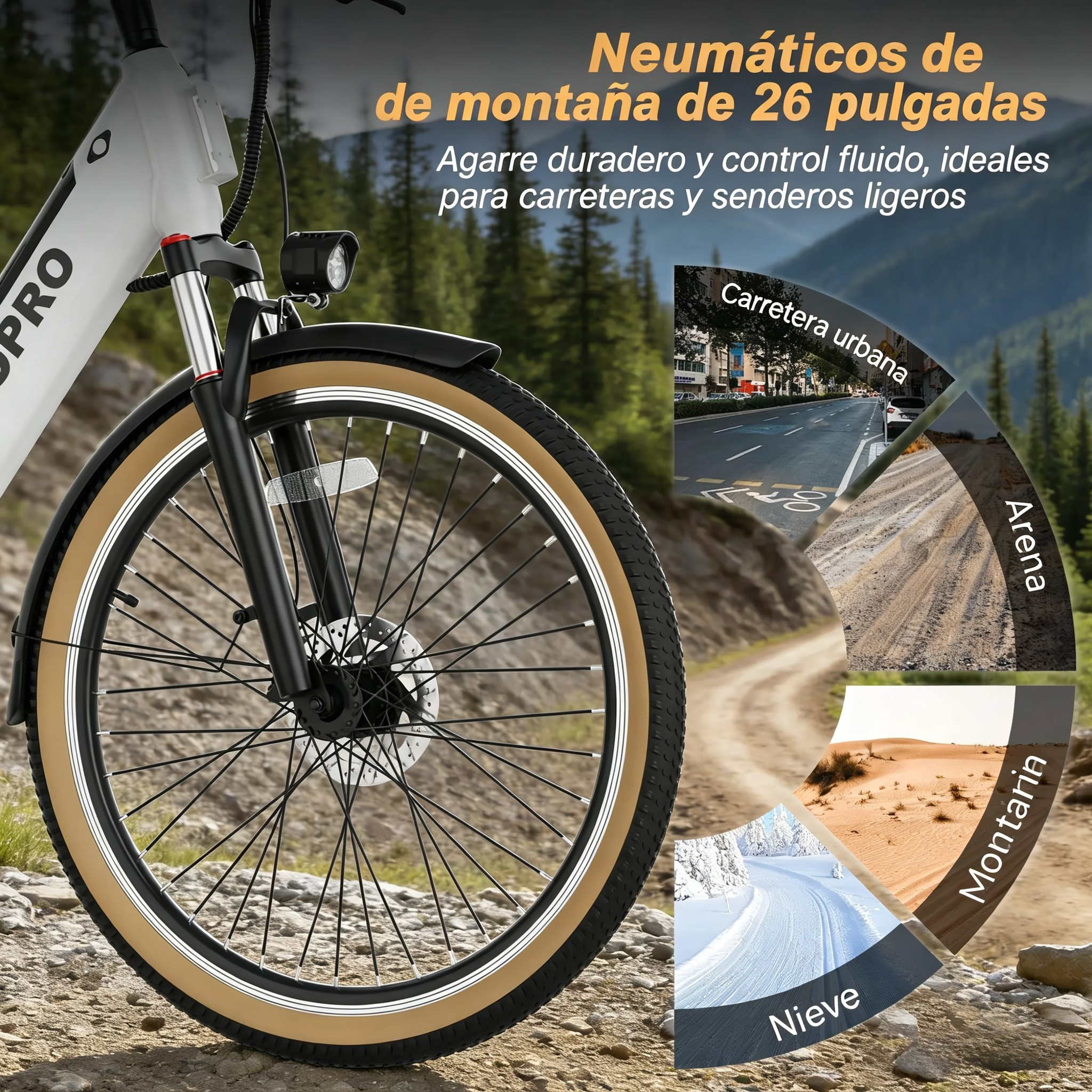 【AOVOPRO&HQYEX】 Bicicleta eléctrica de 26 pulgadas | Potencia máxima de 750 W | Velocidad máxima de 22 mph | Autonomía de 25 a 35 millas | Cuadro de acero de alto contenido en carbono | Batería extraíble | Frenos con corte de energía | Neumáticos todoterr