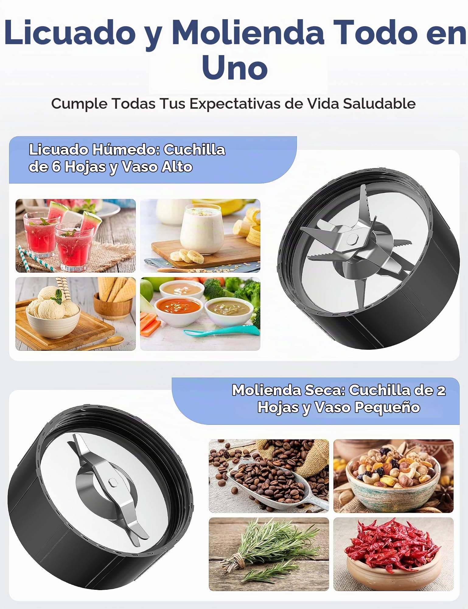 Ganiza Licuadora de batidos, batidos y batidos de 900 W
