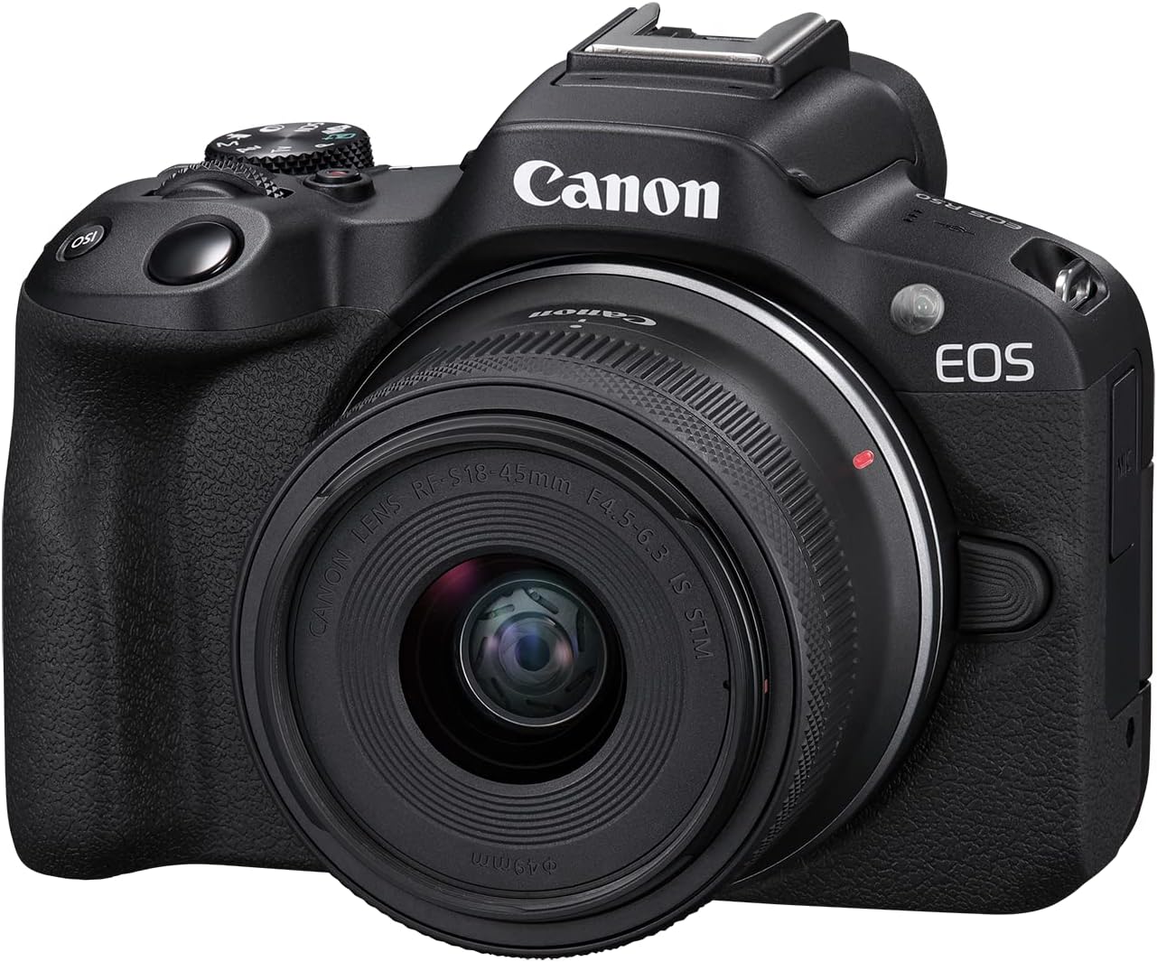 Canon EOS R50 Cámara de vlogging sin Espejo (Negro) con RF-S18-45mm F4.5-6.3 es Lente STM, 24.2 MP, Video 4K, detección y Seguimiento de Temas, Compacto, conexión de Smartphone, creador de Contenido