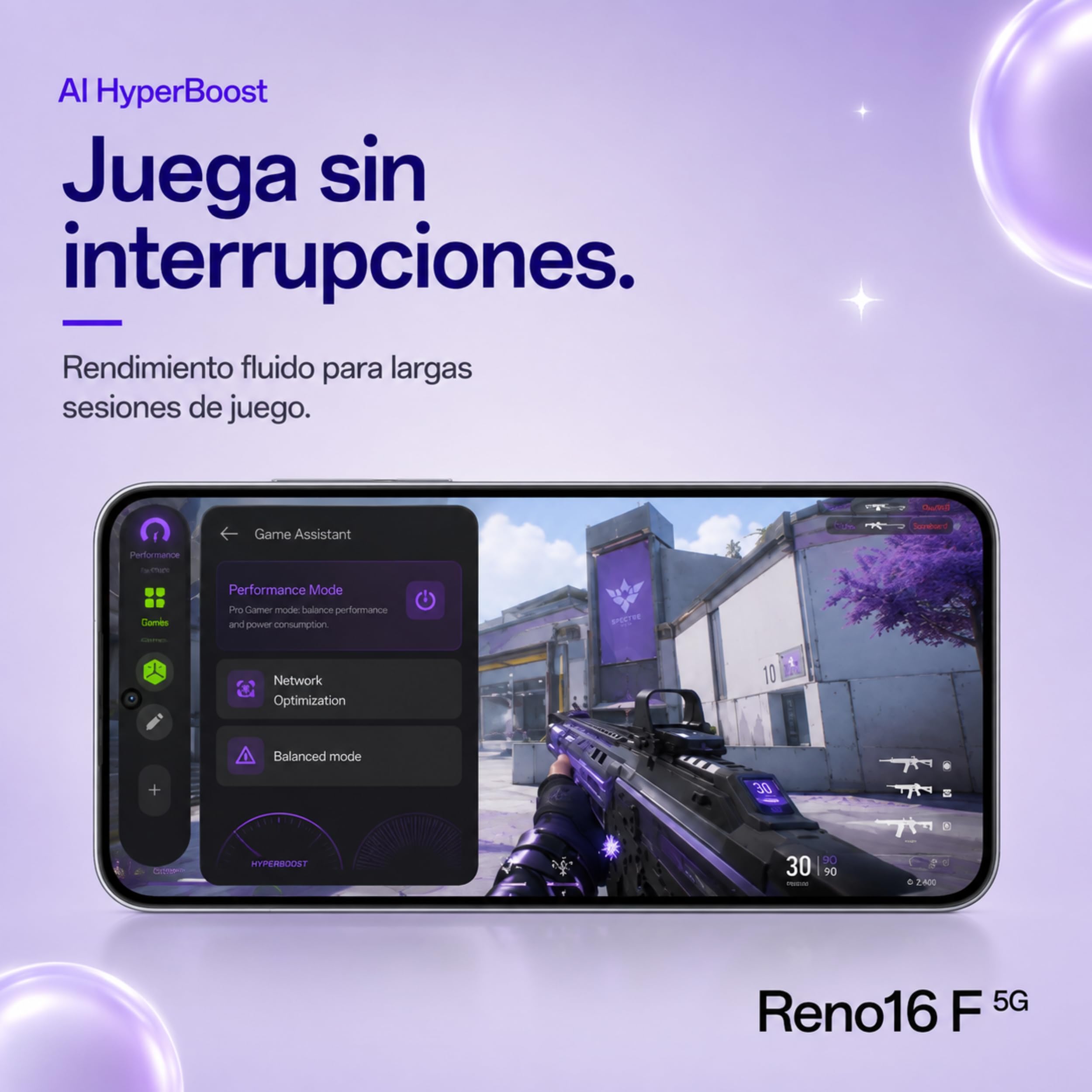 OPPO Reno 16F 5G Blanco Cósmico 8GB +256GB, Pantalla AMOLED 120Hz, Cámara Selfie Ultra Gran Angular 50MP, Incluye Enco Buds3 de Regalo