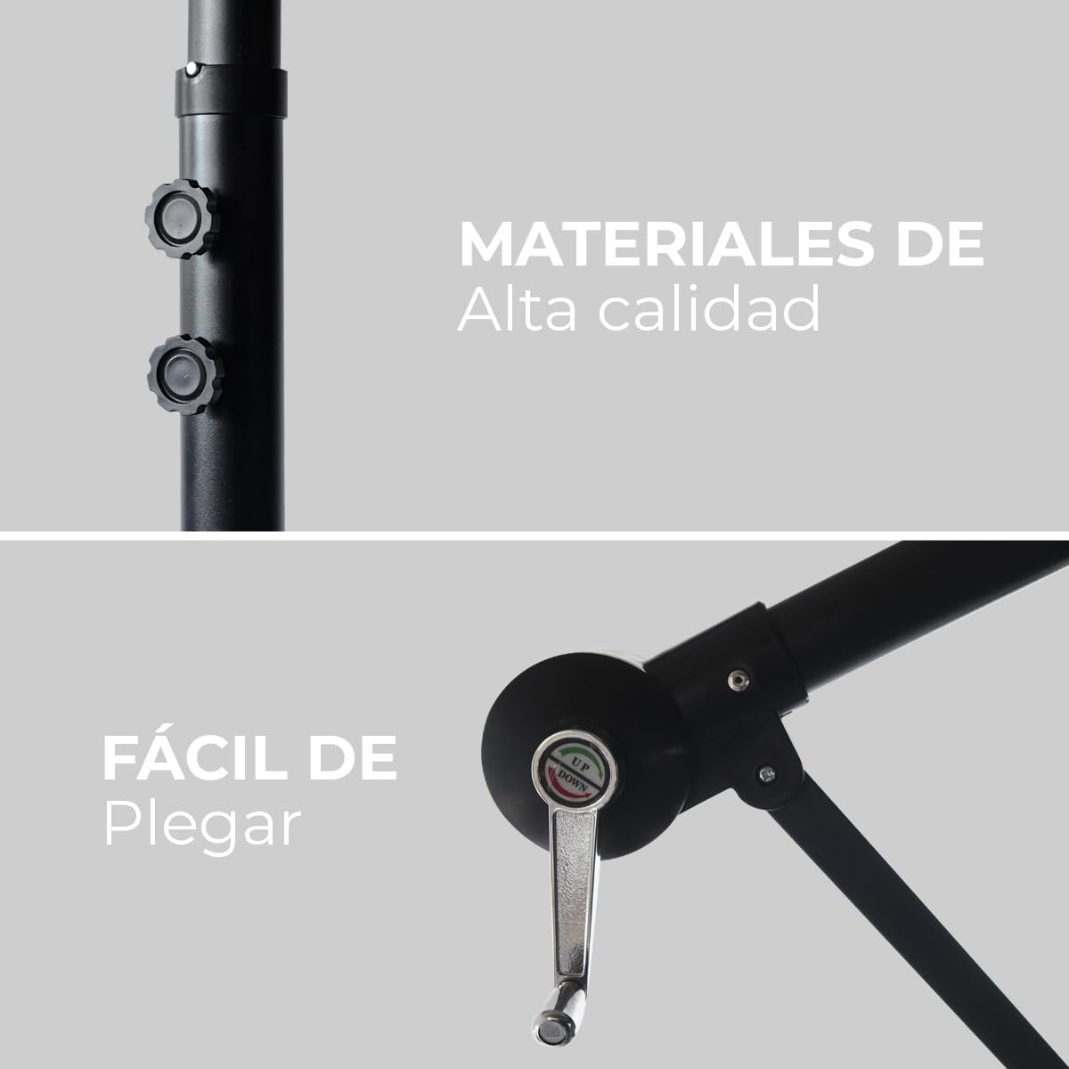 Sombrilla de Jardín Duralife | Sombrillla para Exterior con Brazo Lateral 3M Diámetro Altura Ajustable | Sombrilla de Poliester para Patio, Jardin, Terraza
