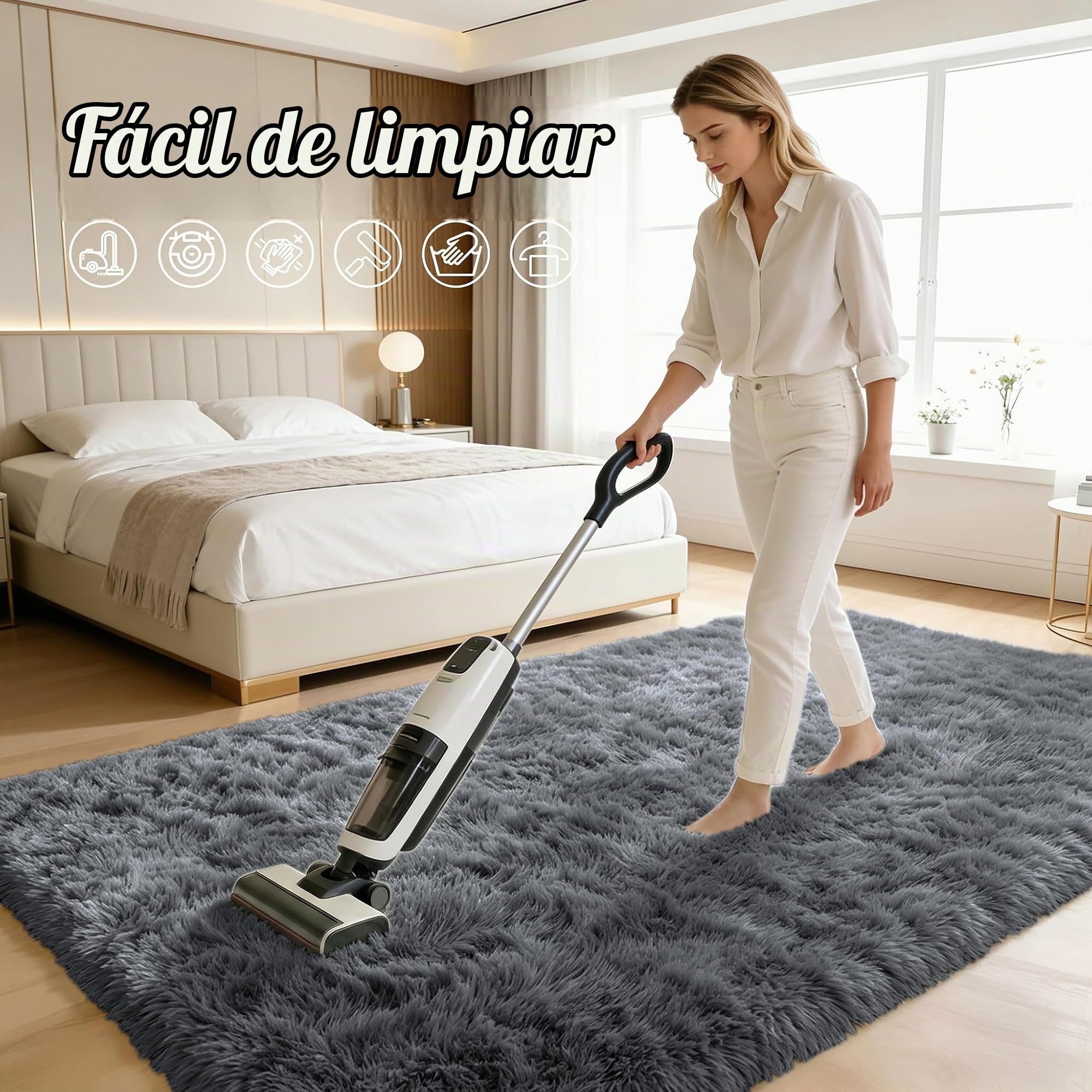 OLANLY - Alfombras de área grande lavables a máquina, 9 x 12 pies (274 x 366 cm), para sala de estar, recámara, alfombra suave y esponjosa para junto a la cama, alfombra de piso interior para niños y