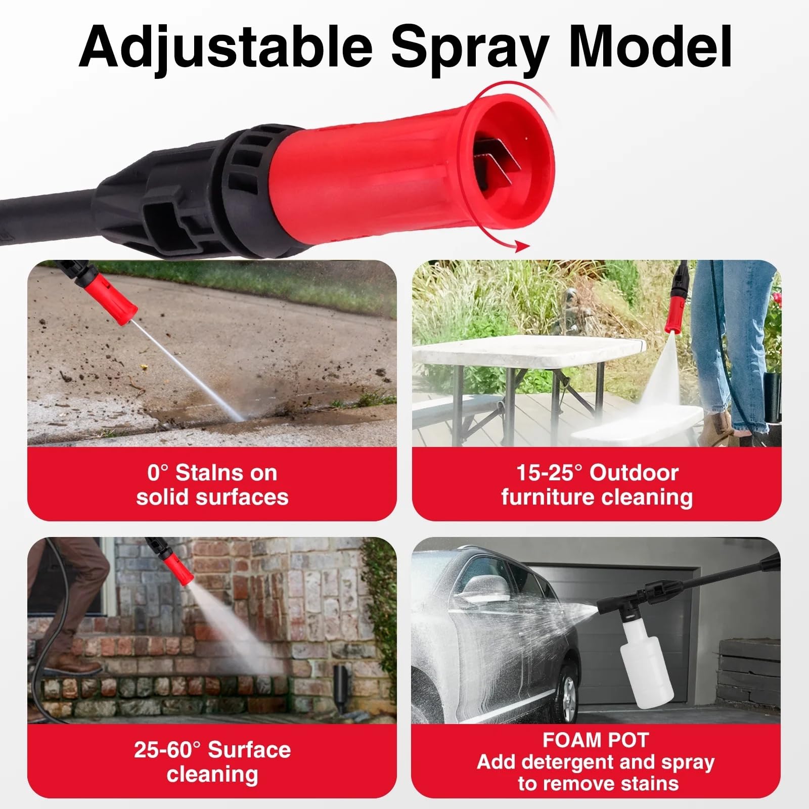PowerSmart - Lavadora a presión eléctrica – 2200 PSI MAX 1.2 GPM Power Washer con Ruedas, Tanque de jabón a Bordo, Juego de 5 boquillas y Varita de Metal, Limpiador Profesional de Alta presión para