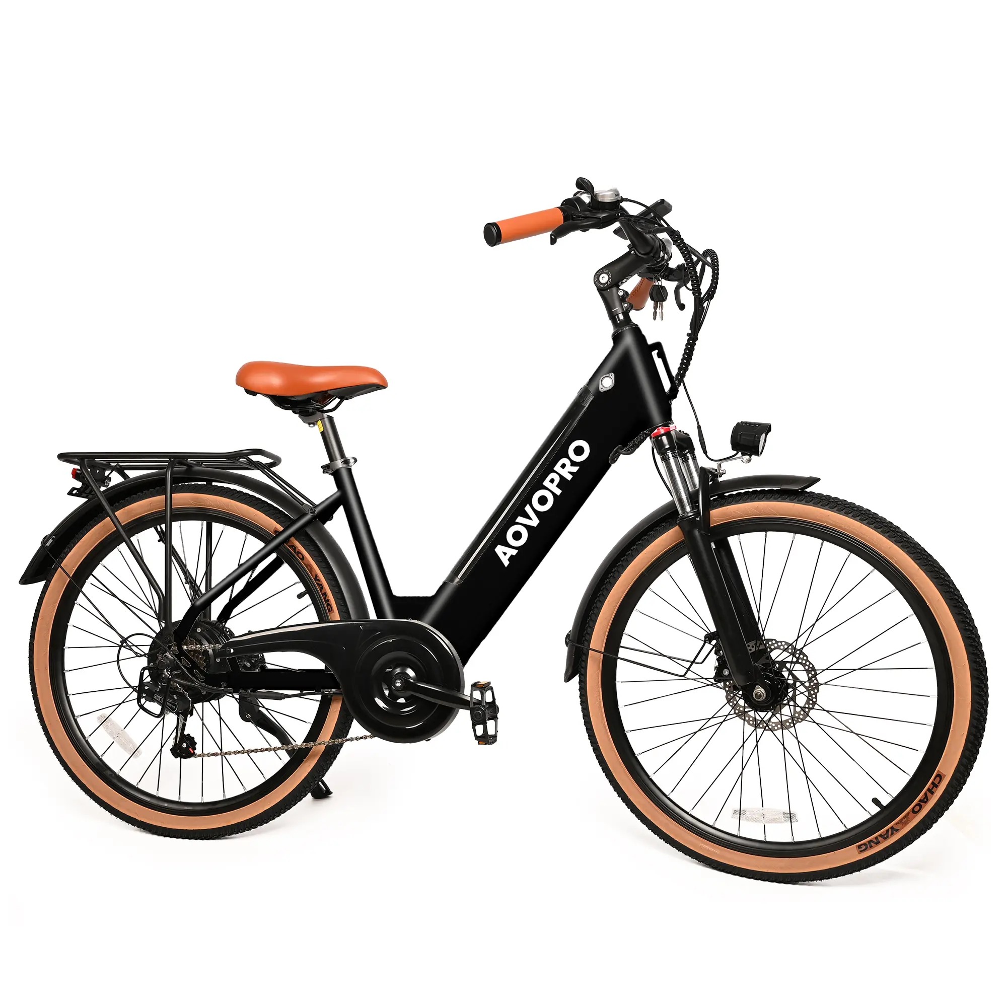 【AOVOPRO&HQYEX】 Bicicleta eléctrica de 26 pulgadas | Potencia máxima de 750 W | Velocidad máxima de 22 mph | Autonomía de 25 a 35 millas | Cuadro de acero de alto contenido en carbono | Batería extraíble | Frenos con corte de energía | Neumáticos todoterr